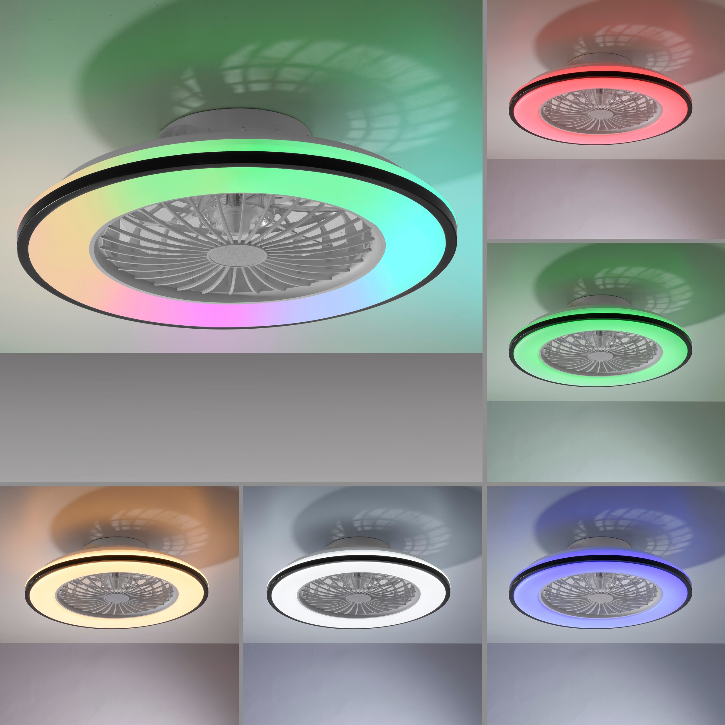 JUST LIGHT LED Deckenleuchte »LENO« LED-Board 1 Stk. RGB Ventilatorfunktion, CCT-RGB, Memoryfunktion, getrennt schaltbar