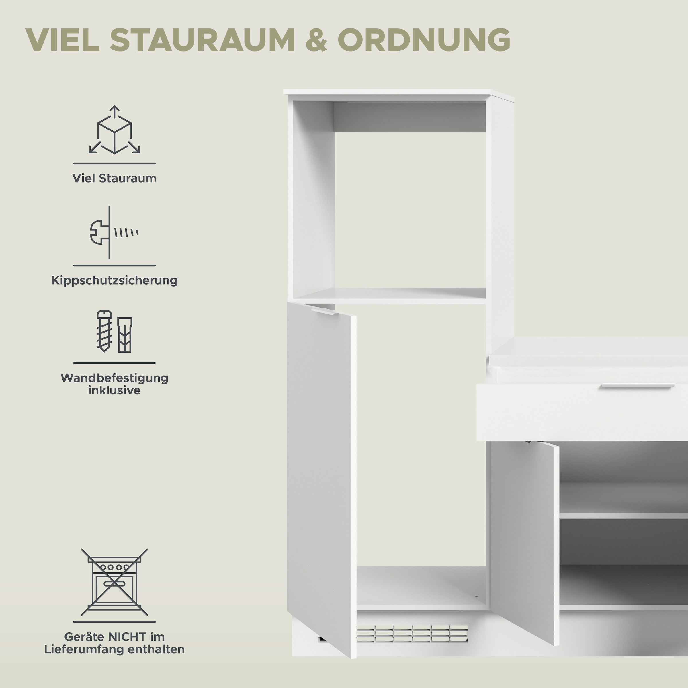 KOCHSTATION Küchenzeile »KS-Lulea«, Breite 260 cm, ohne E-Geräte, mit 3 cm starker Arbeitsplatte