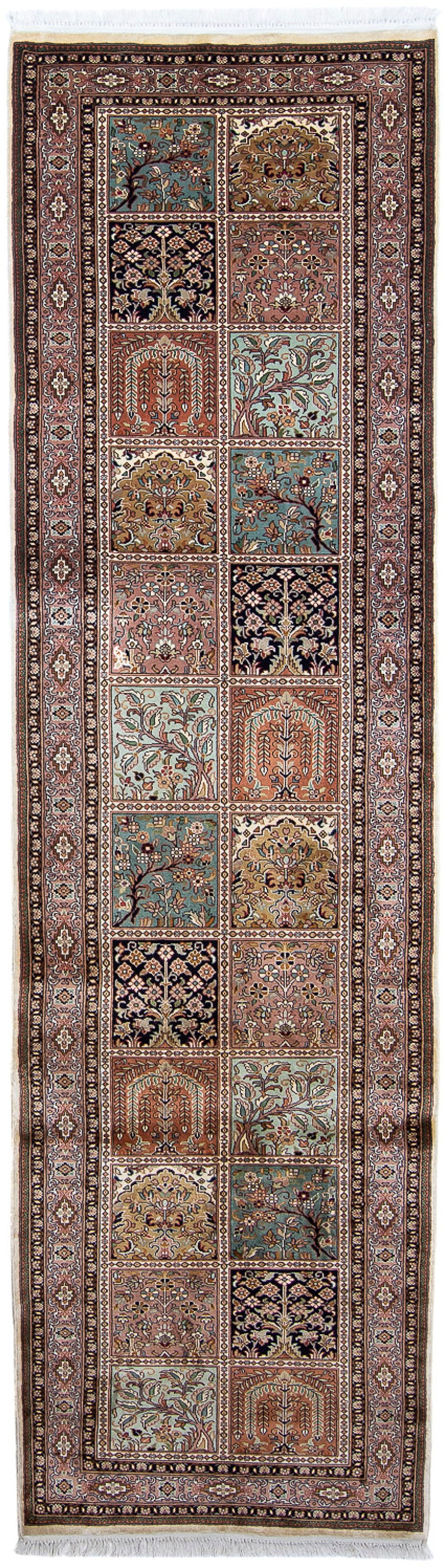 morgenland Seidenteppich »Seiden - Kaschmir Seide - 302 x 74 cm - mehrfarbig«, rechteckig, Wohnzimmer, Handgeknüpft, Einzelstück mit Zertifikat