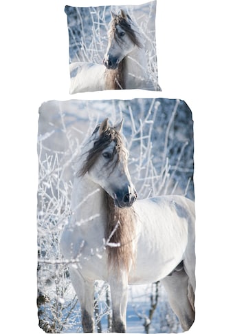 Kinderbettwäsche »White horse«, (2 tlg.), mit Pferden