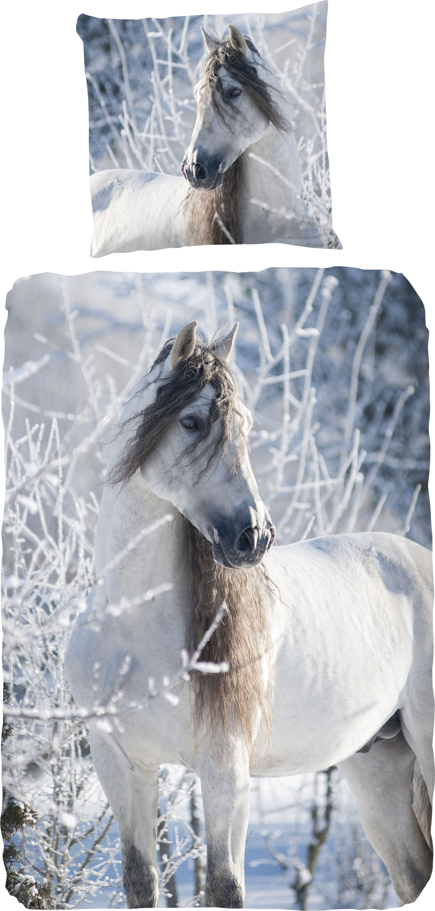 Kinderbettwäsche »White horse«, (2 tlg.), mit Pferden