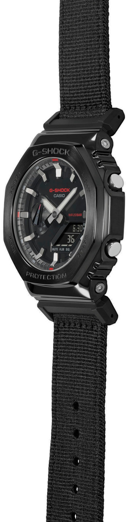 CASIO G-SHOCK Chronograph, Quarzuhr,Armbanduhr,Herrenuhr,digital, bis 20bar wasserd.Textilarmband