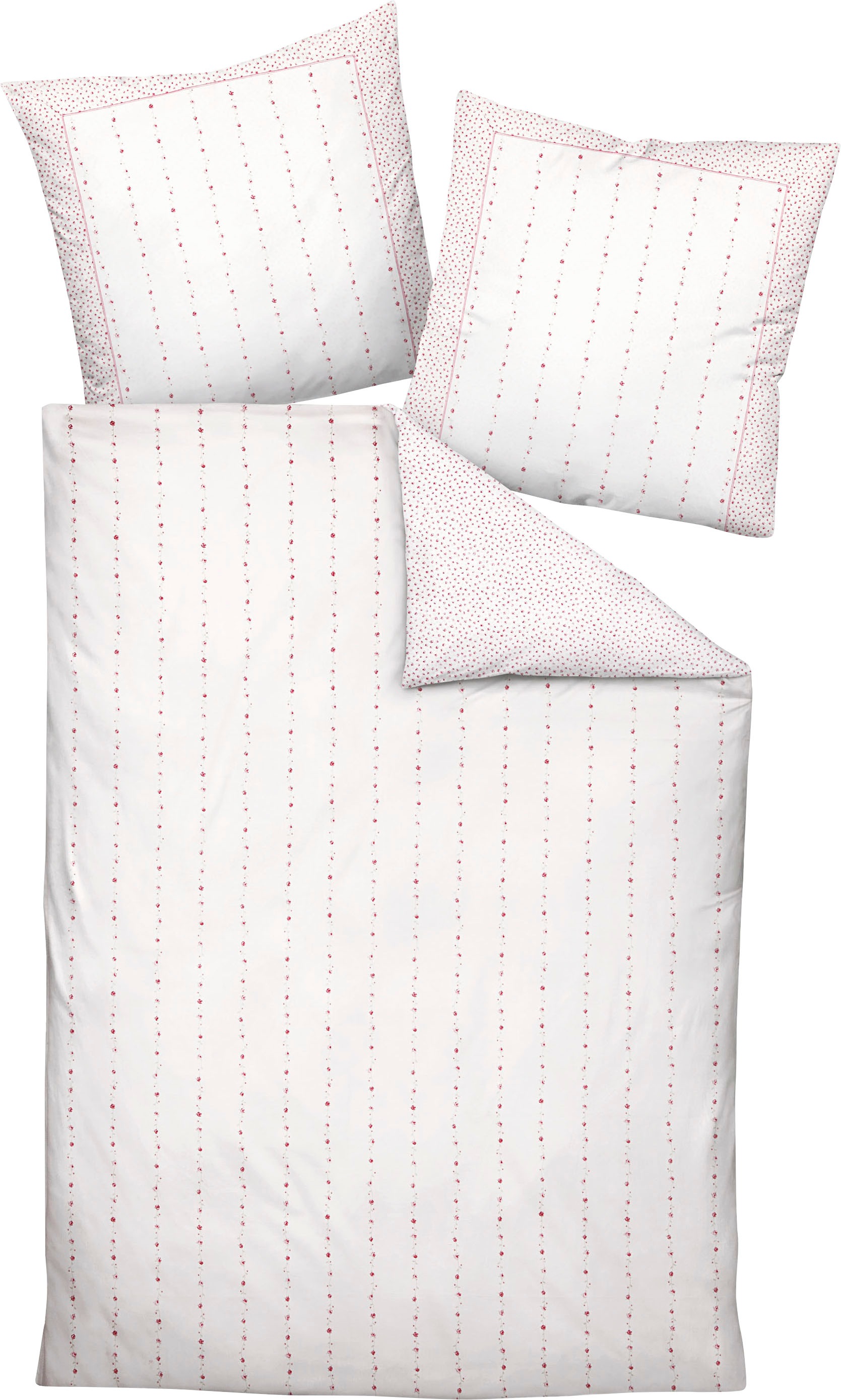 JANINE Bettwäsche »ROMANTICO 46015« 2 Stk. tlg. mit Reißverschluss rose Obermaterial: 100% Baumwolle B/L: 155 cm x 220 cm