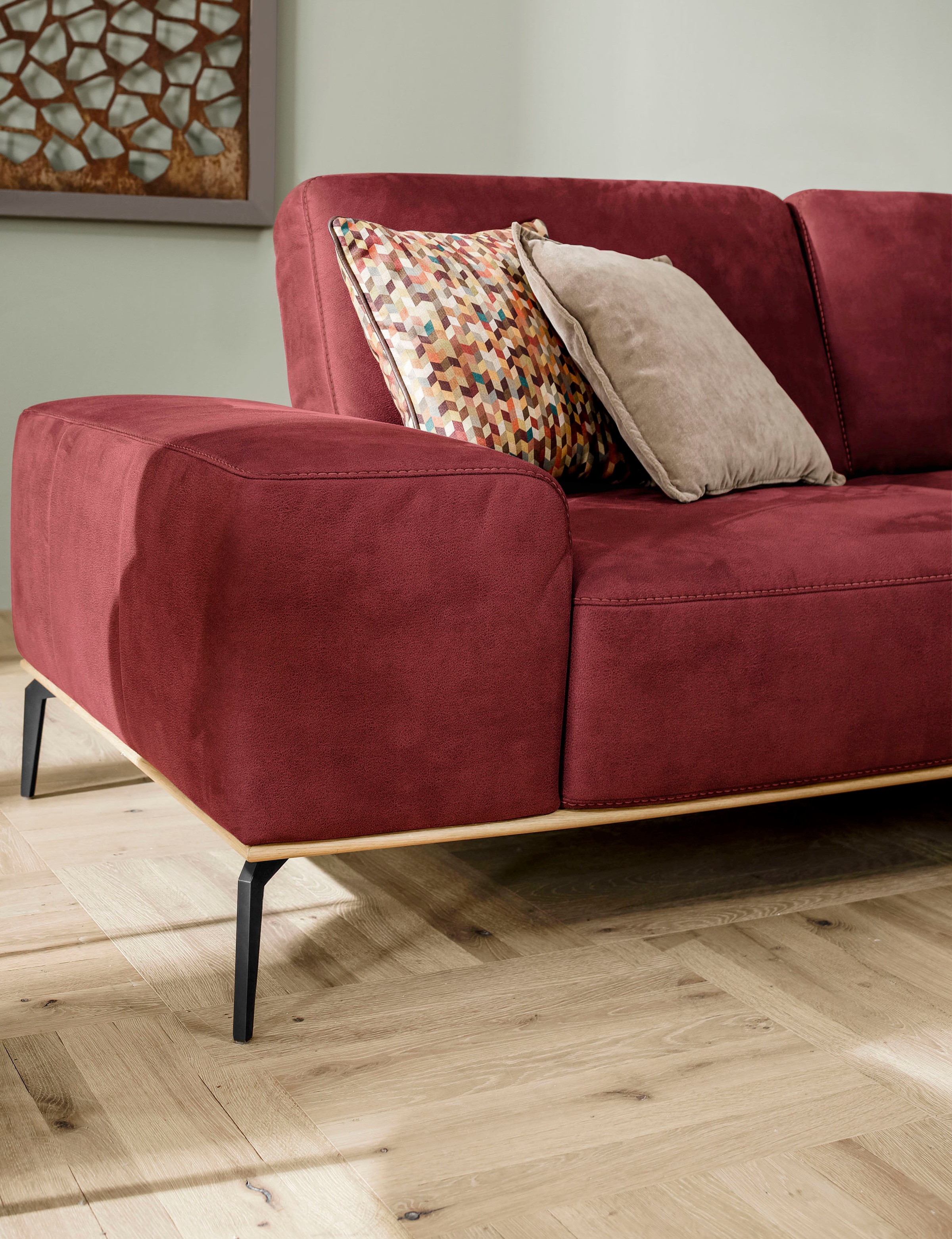 W.SCHILLIG Ecksofa »run, Designsofa mit tollem Sitzkomfort, bequem, L-Form«, mit Holzsockel, Füße in Schwarz pulverbeschichtet, Breite 319 cm