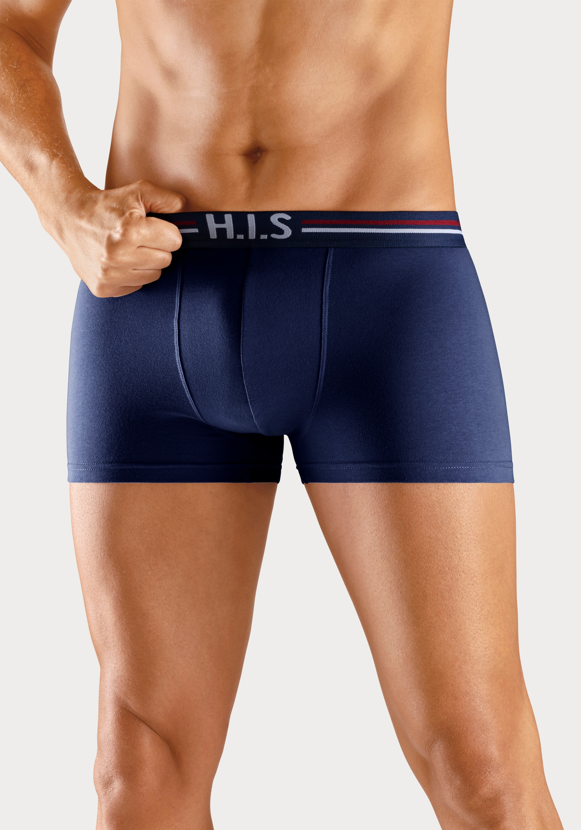 H.I.S Boxer »Boxershorts für Herren«, (Packung, 5 St.), mit Streifen und Markenlogo im Bund
