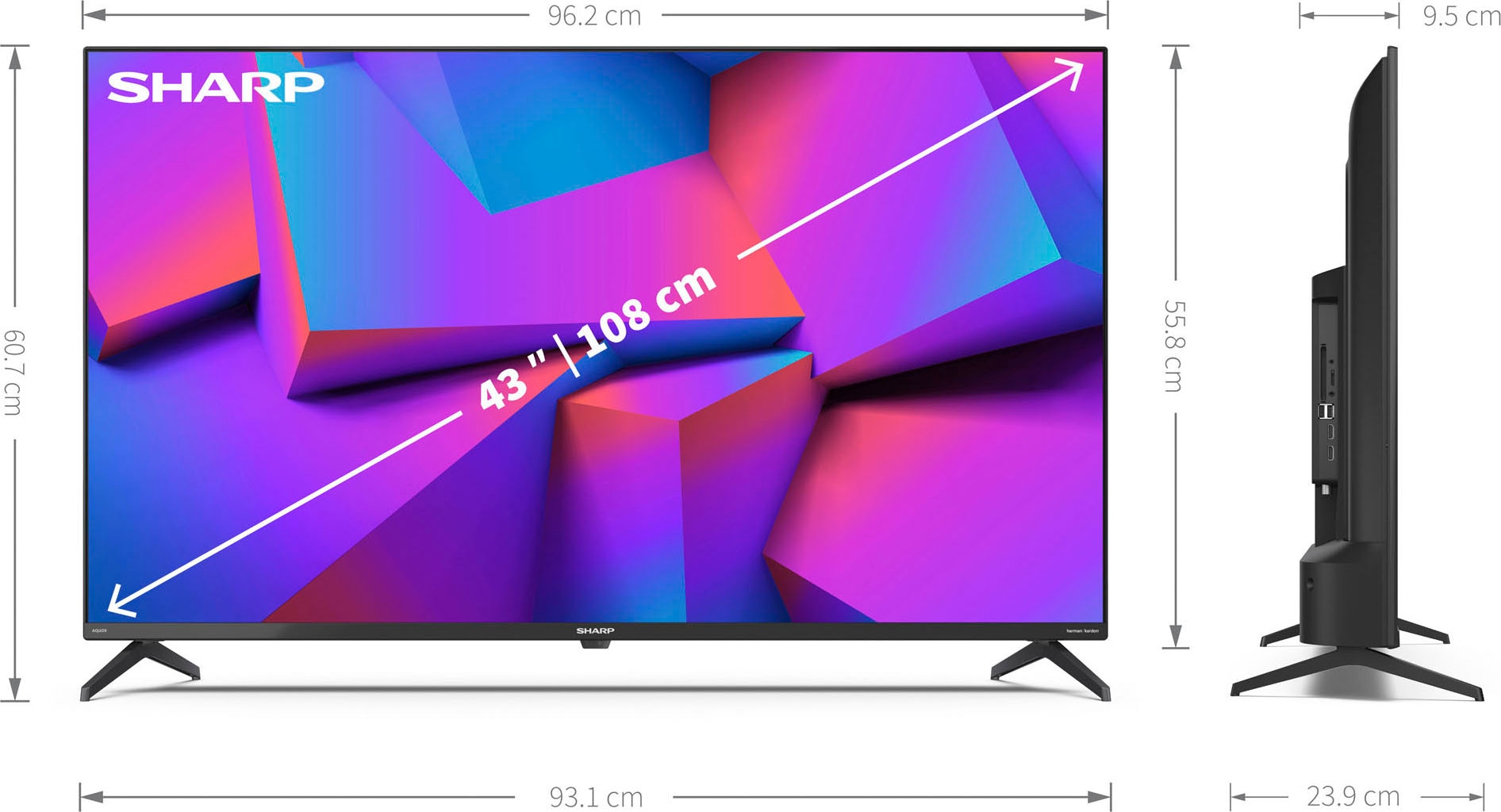 HD, cm/43 Ultra 108 Zoll, Smart-TV bestellen 4K LED-Fernseher Sharp auf Rechnung »4T-C43FK_«,