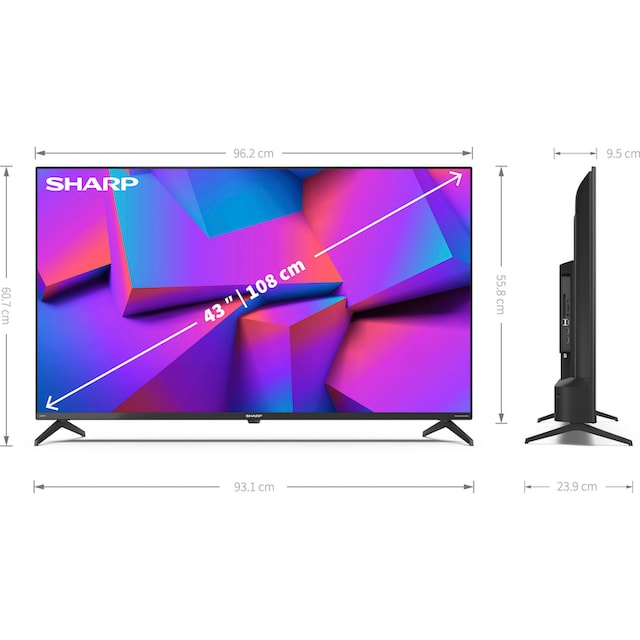 Sharp LED-Fernseher »4T-C43FK_«, 108 cm/43 Zoll, 4K Ultra HD, Smart-TV auf  Rechnung bestellen