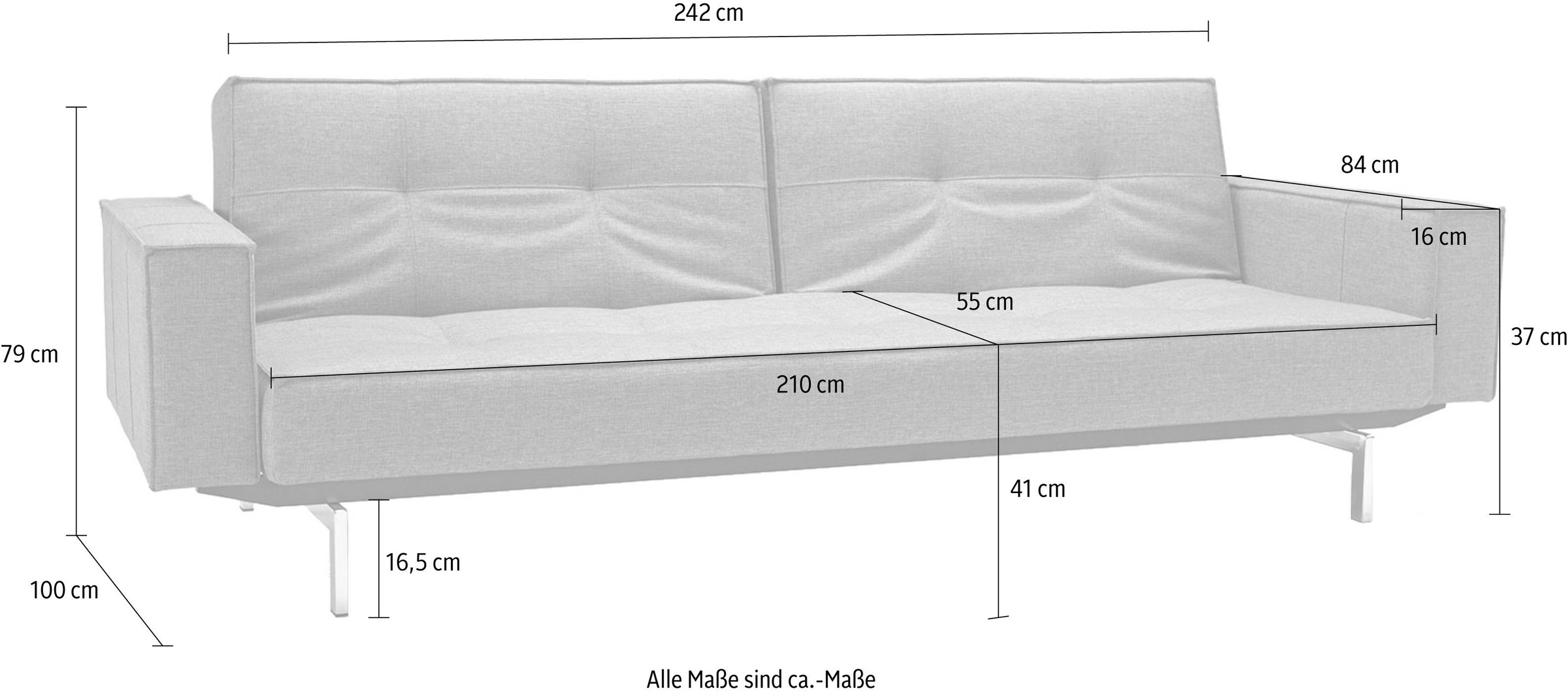 INNOVATION LIVING ™ Schlafsofa »Splitback«, mit chromglänzenden Beinen, in skandinavischen Design