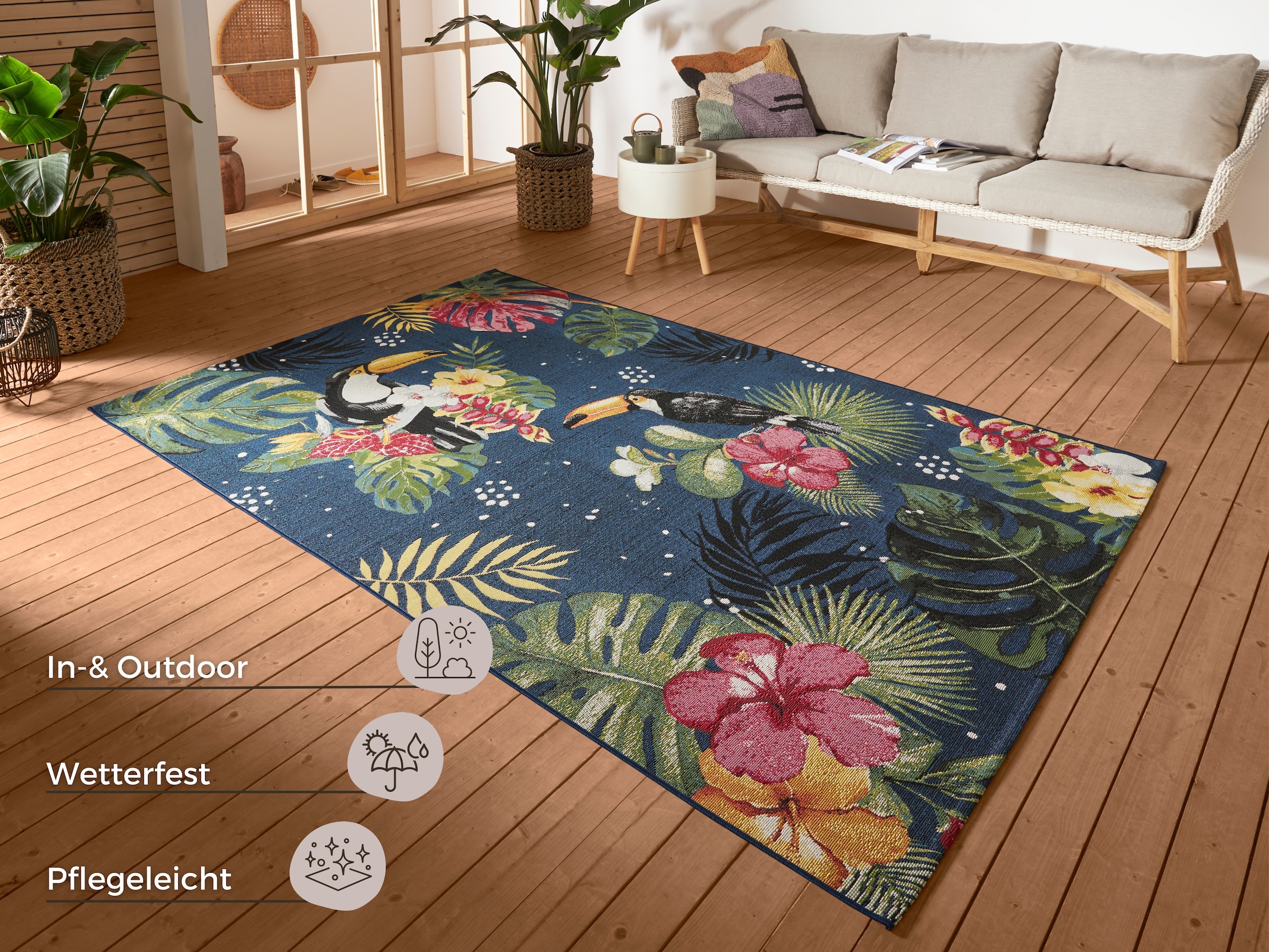 HANSE Home Outdoorteppich »Tropical Dream«, rechteckig, 3 mm Höhe, In-& Outdoor, Teppich, Wetterfest, Balkon, Garten, Wohnzimmer, Floral