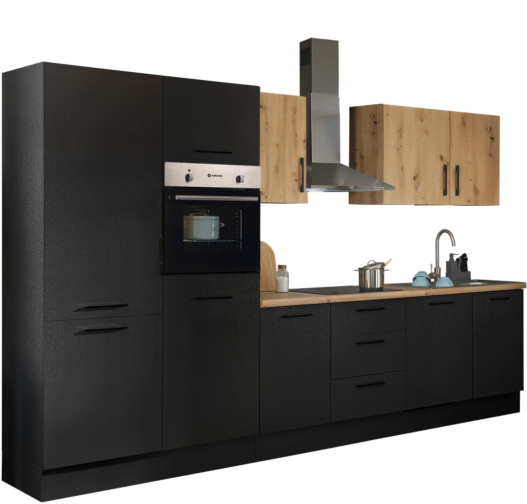 BASIC by Balculina Küchenzeile »Turin«, Breite 340 cm, wahlweise mit E-Geräten