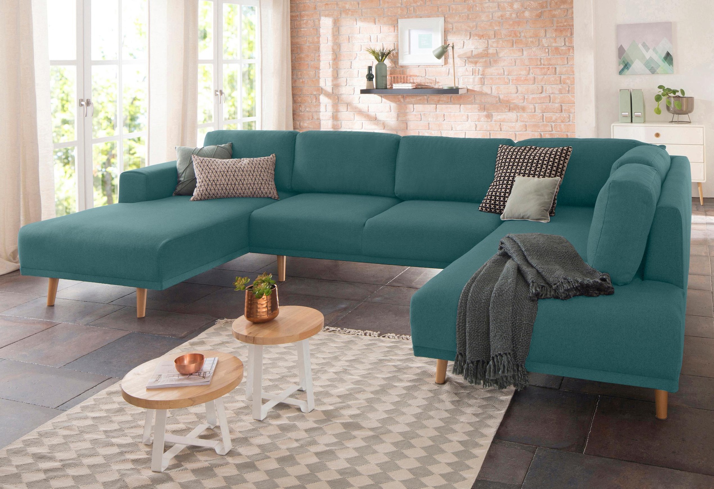 Home affaire Wohnlandschaft »Lasse U-Form«, im scandinavischem Stil mit Hol günstig online kaufen
