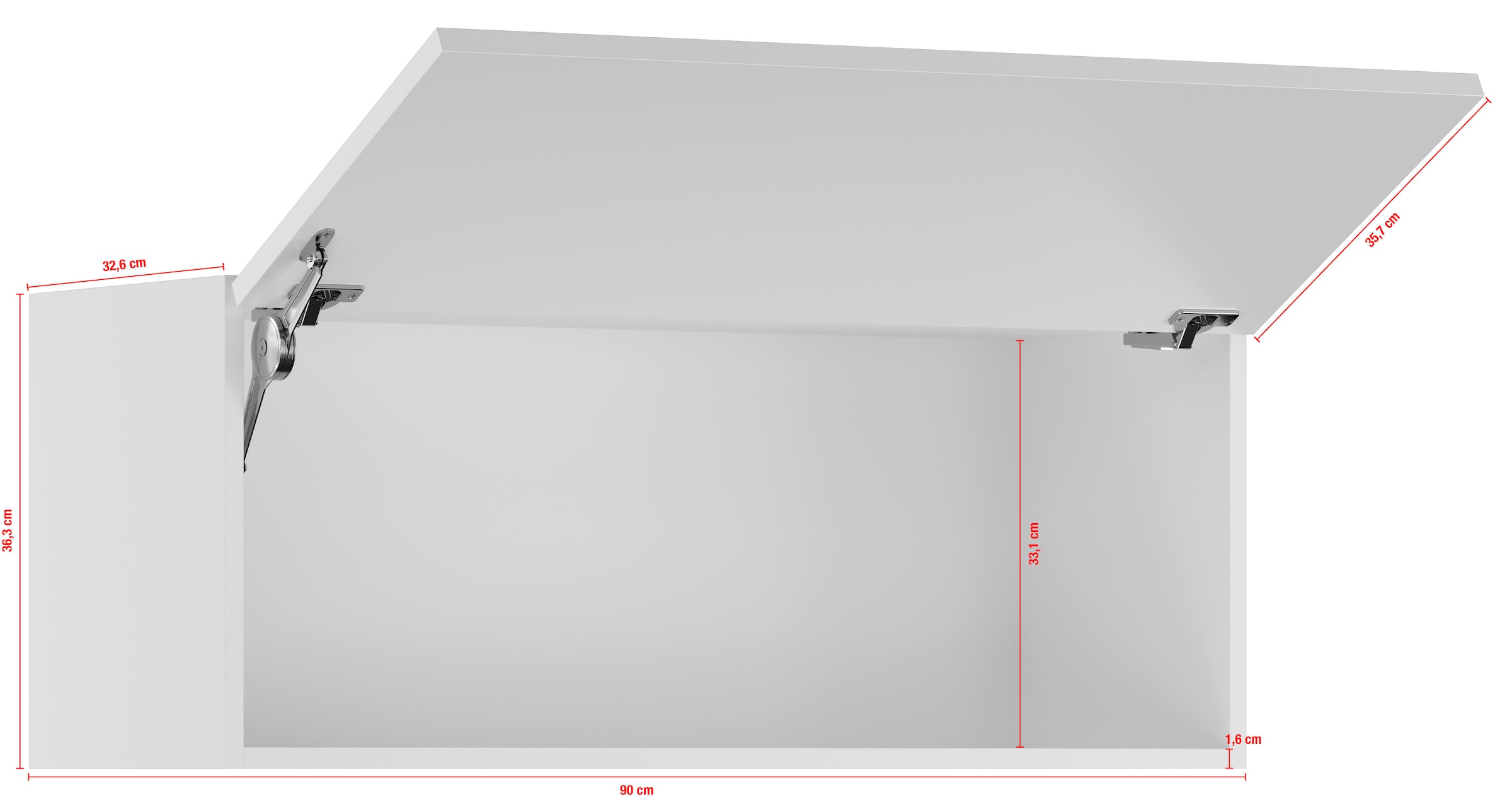 IMPULS KÜCHEN Klapphängeschrank »"Prag und Valencia", Breite/Höhe: 90/35,7 cm«, vormontiert, mit Soft-Close, mit Klappe