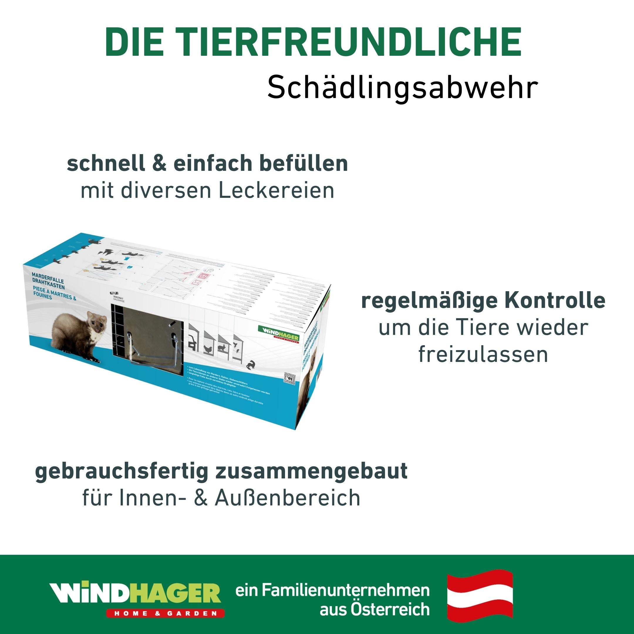 Windhager Schlagfalle »Drahtkasten Marderfalle 60 x 18 x 20 cm« wetterfeste und robuste Lebendfalle für Marder, verzinkt