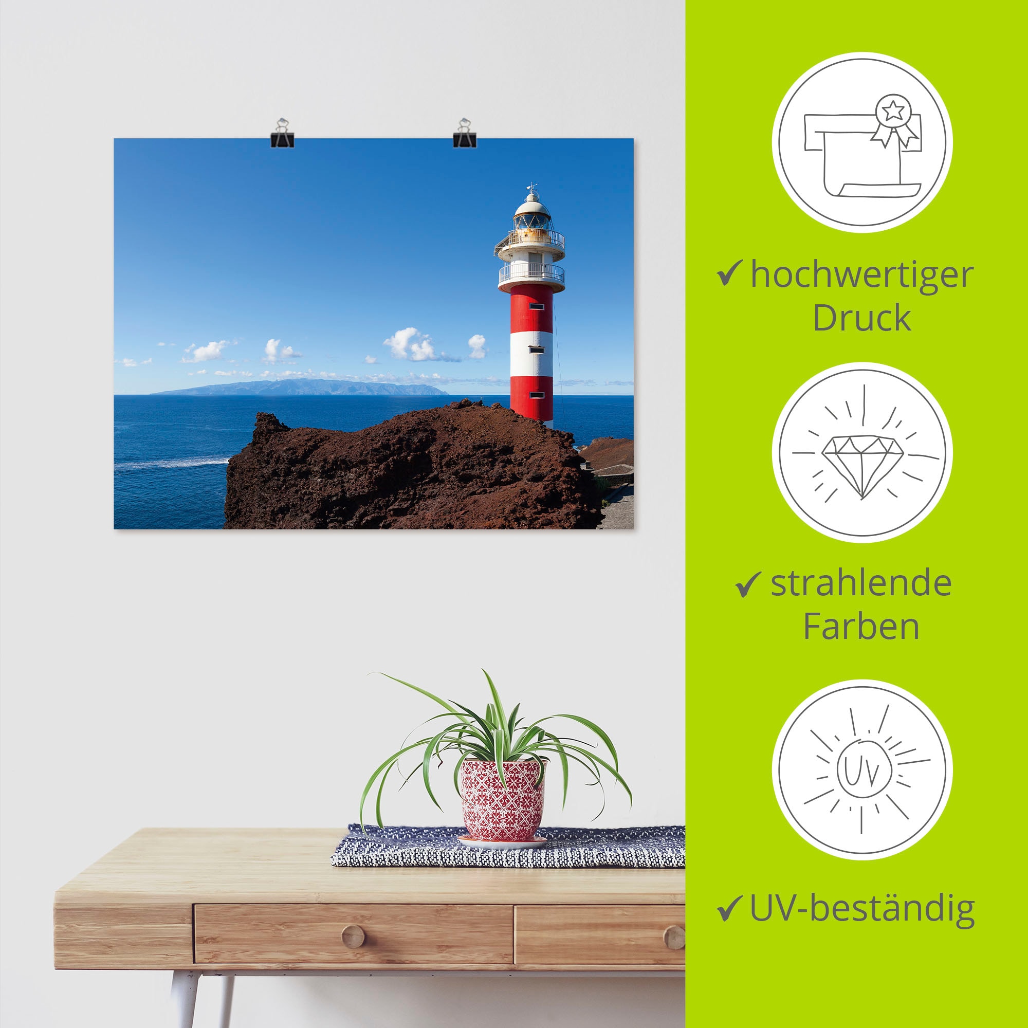 Artland Poster »Leuchtturm in Teneriffa«, Gebäude, (1 St.), als Alubild, Leinwandbild, Wandaufkleber oder Poster in versch. Größen