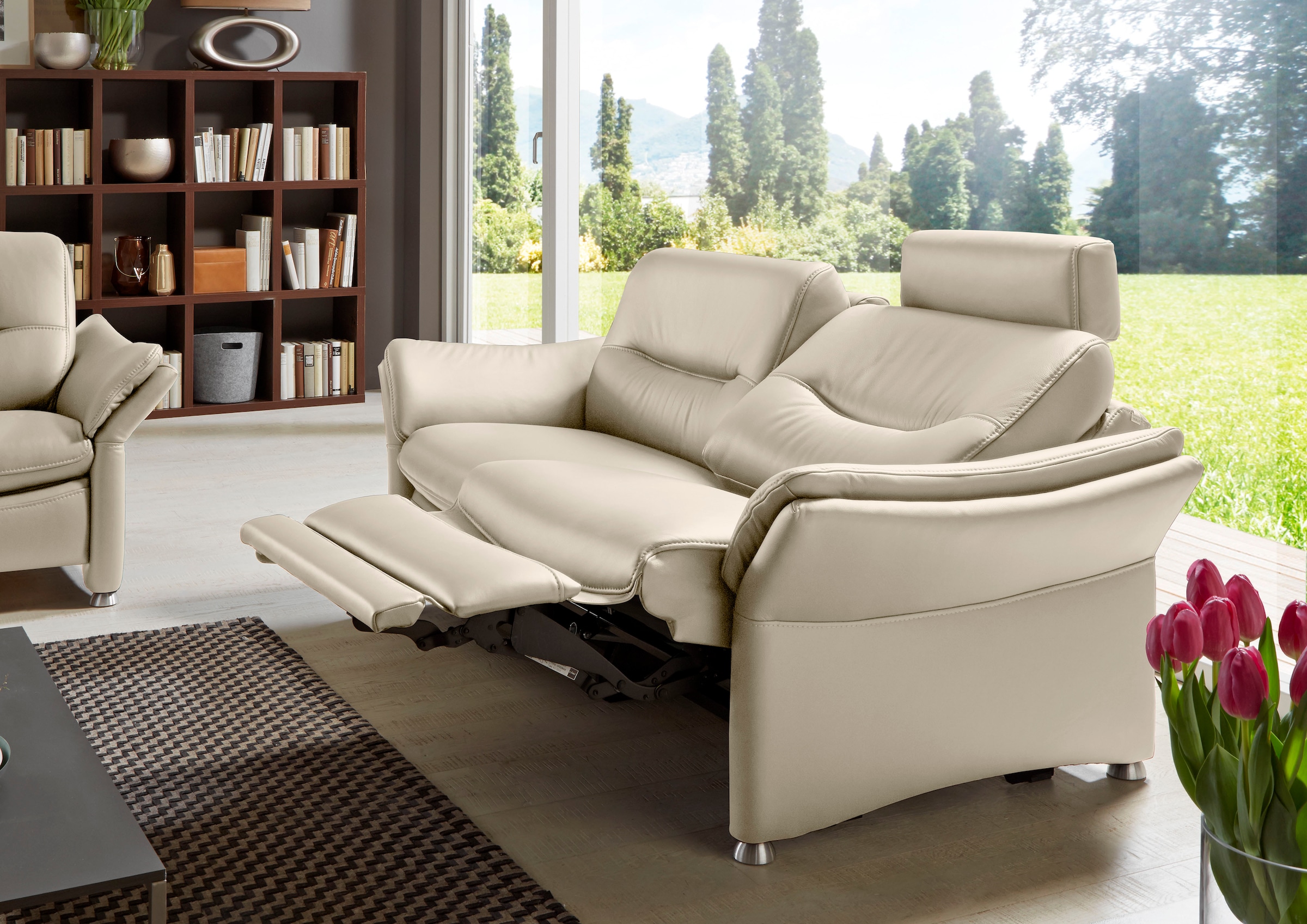 HUKLA 2,5-Sitzer »HU-SF15058 Ledersofa, Breite 194 cm«, aus Leder, optional Kopfstütze u. WallAway-Funktion