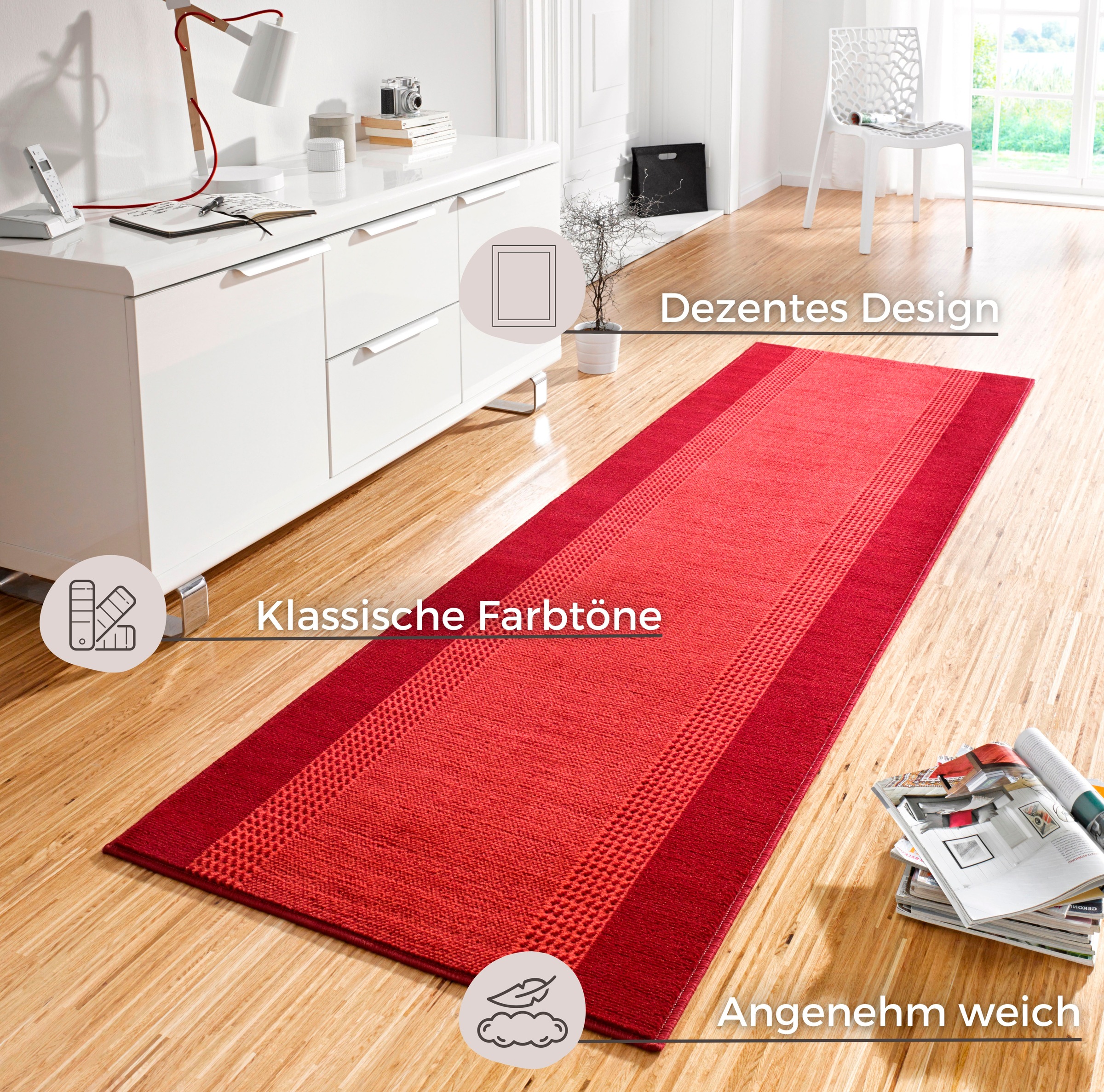 HANSE Home Teppich »Band«, rechteckig, 9 mm Höhe, Kurzflor, weich, Läufer Größen, Wohnzimmer, Schlafzimmer, Esszimmer