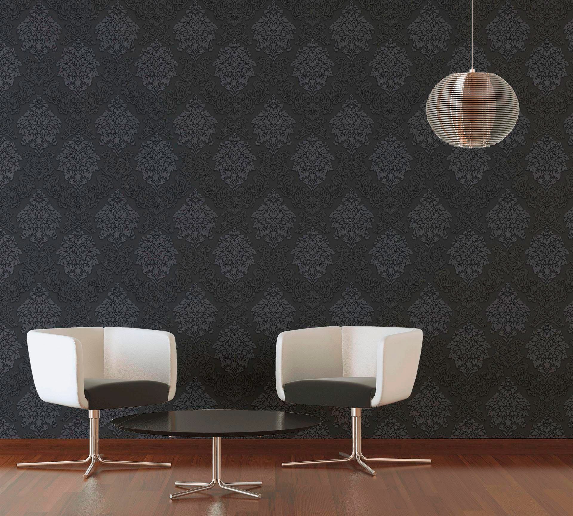 living walls Vliestapete »Metropolitan Stories Lizzy London«, Barock-ornamental-gemustert, Ornament Tapete Barock Metallic Tapeten Wohnzimmer Schlafzimmer Küche