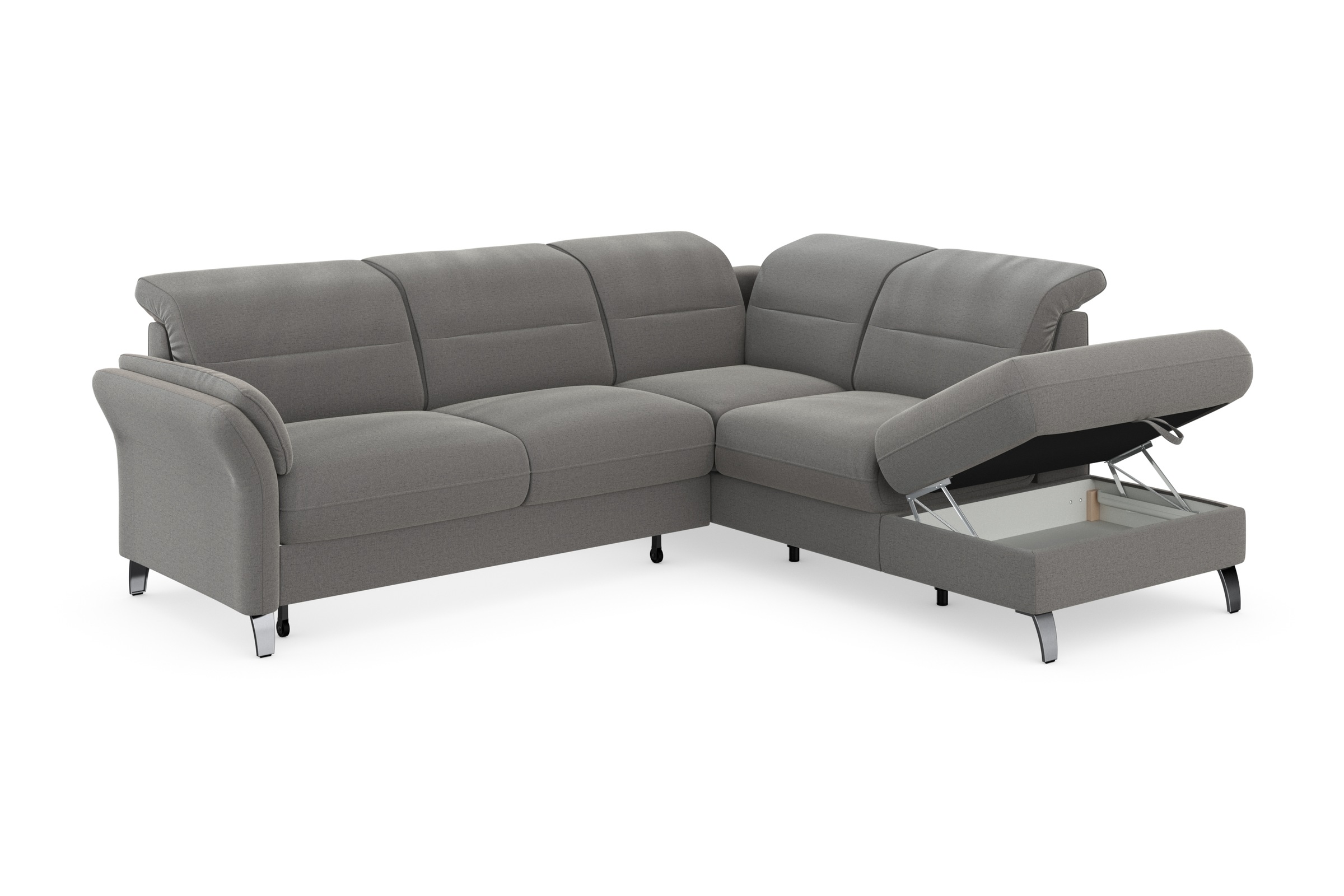 sit&more Ecksofa »Grenoble L-Form mit Federkern«, wahlweise mit Bettfunktion, Bettkasten, Arm- und Kopfteilverstellung