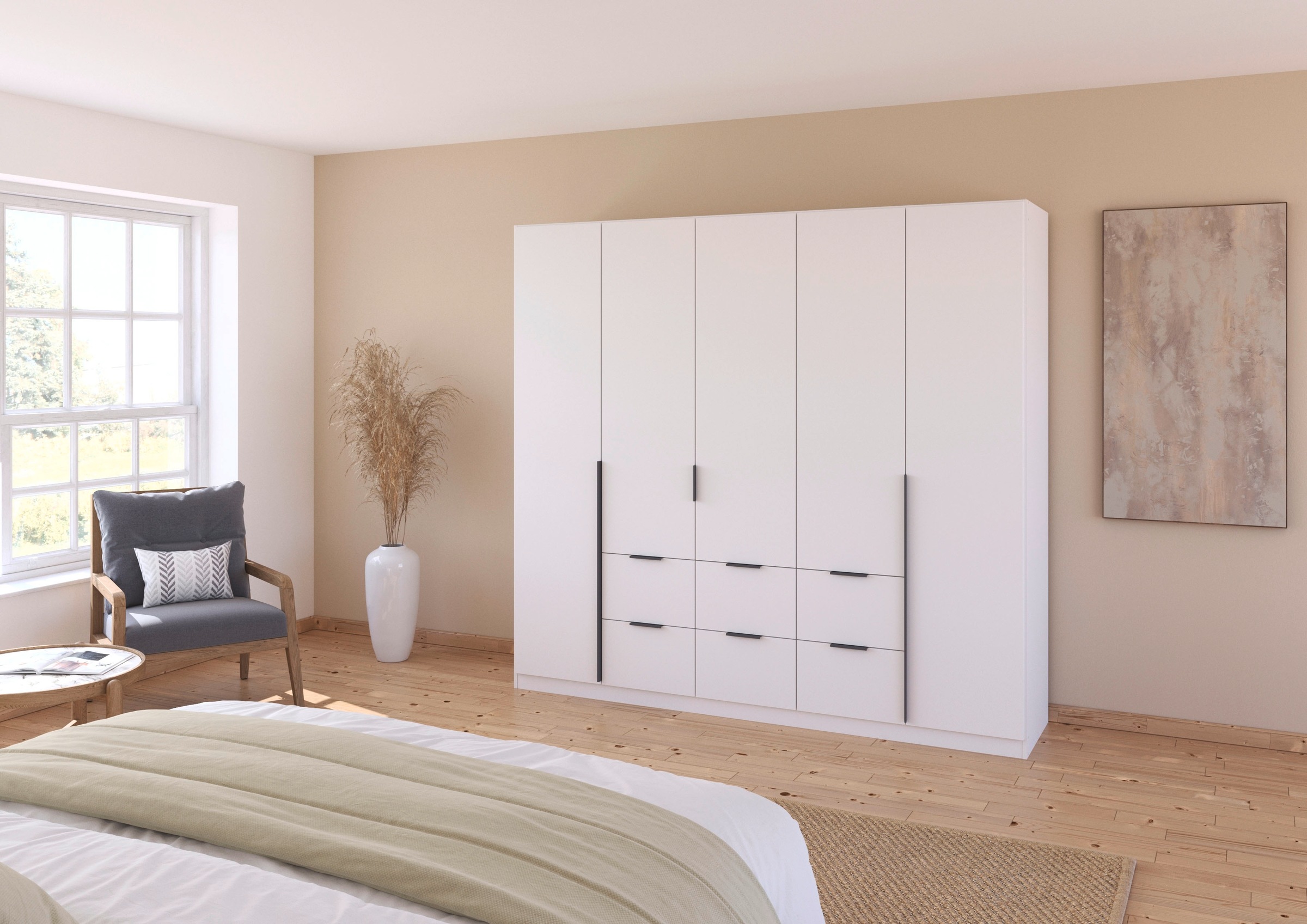 rauch Drehtürenschrank »Kleiderschrank Schrank Garderobe AGORDO mit Dekor- oder Hochglanzfront«, (in zwei Griff-Farben mit Dekor- oder Hochglanzfront), mit Außenschubkästen, in 6 Breiten und 2 Höhen MADE IN GERMANY