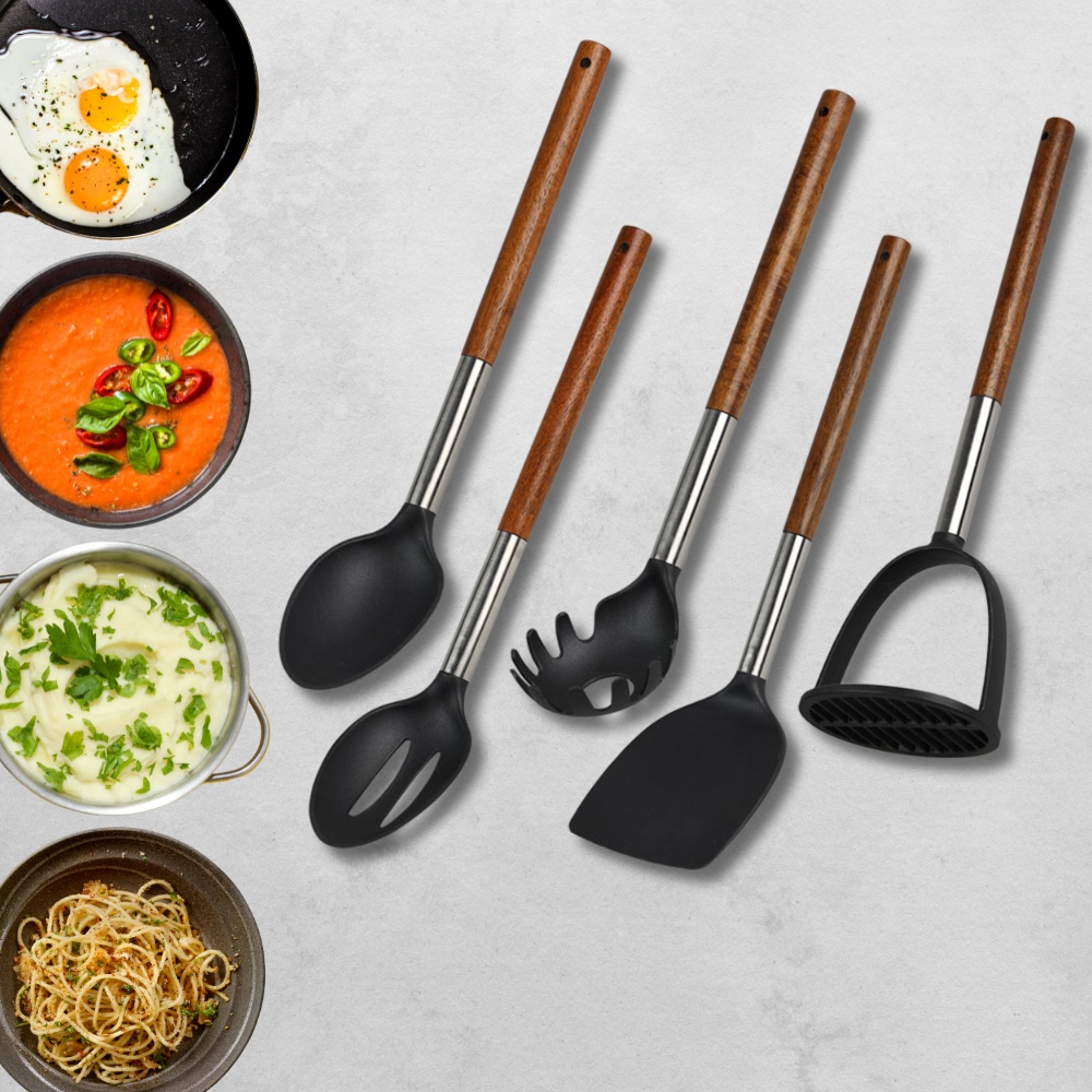 KESPER® Kochbesteck-Set »5-er SET Küchenhelfer« aus FSC®-zertifiziertem Akazienholz/Edelstahl/Kunststoff