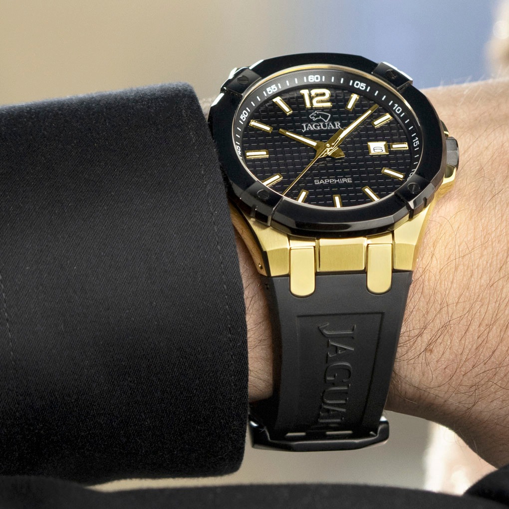 Jaguar Quarzuhr »Diplomatic«, Armbanduhr, Herrenuhr, Swiss Made, analog, Tag, Kautschukarmband