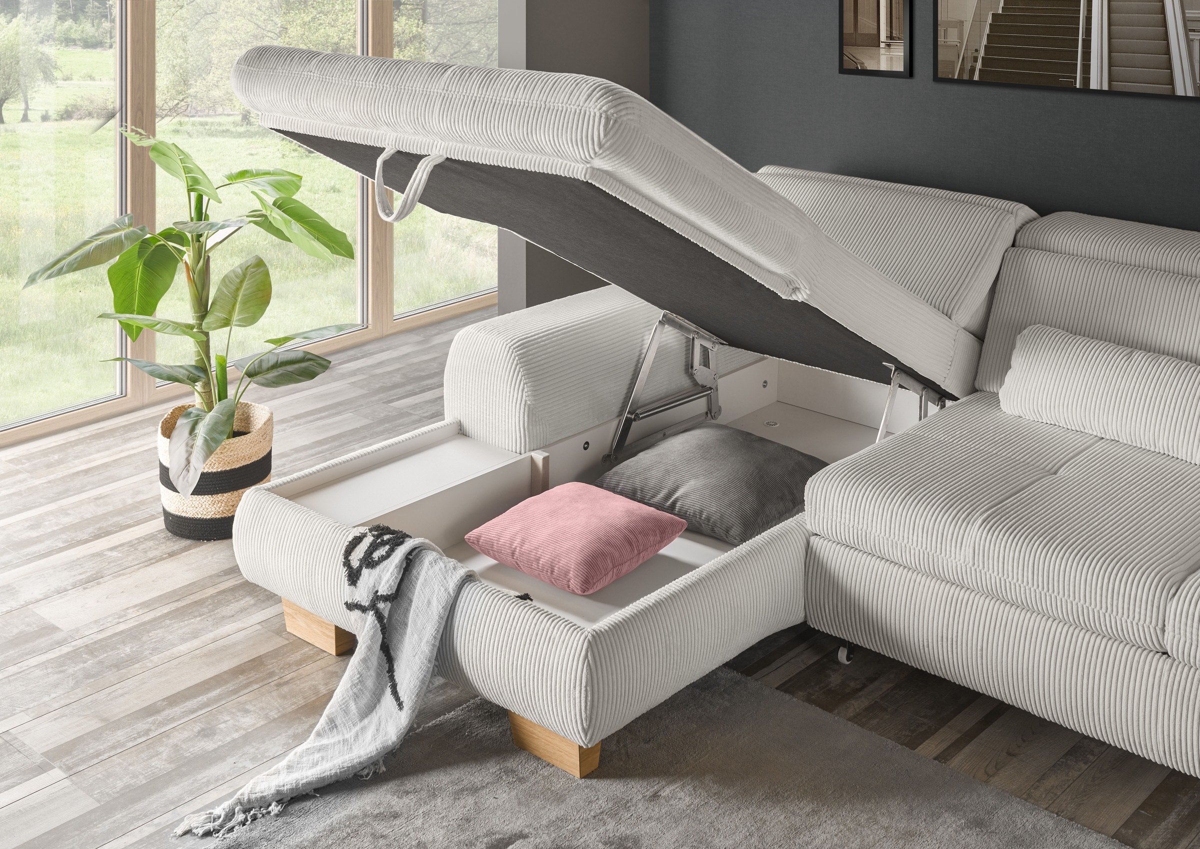 set one by Musterring Ecksofa »SO 3400 Sitzhöhe 47cm oder 49cm, Sitztiefe v günstig online kaufen