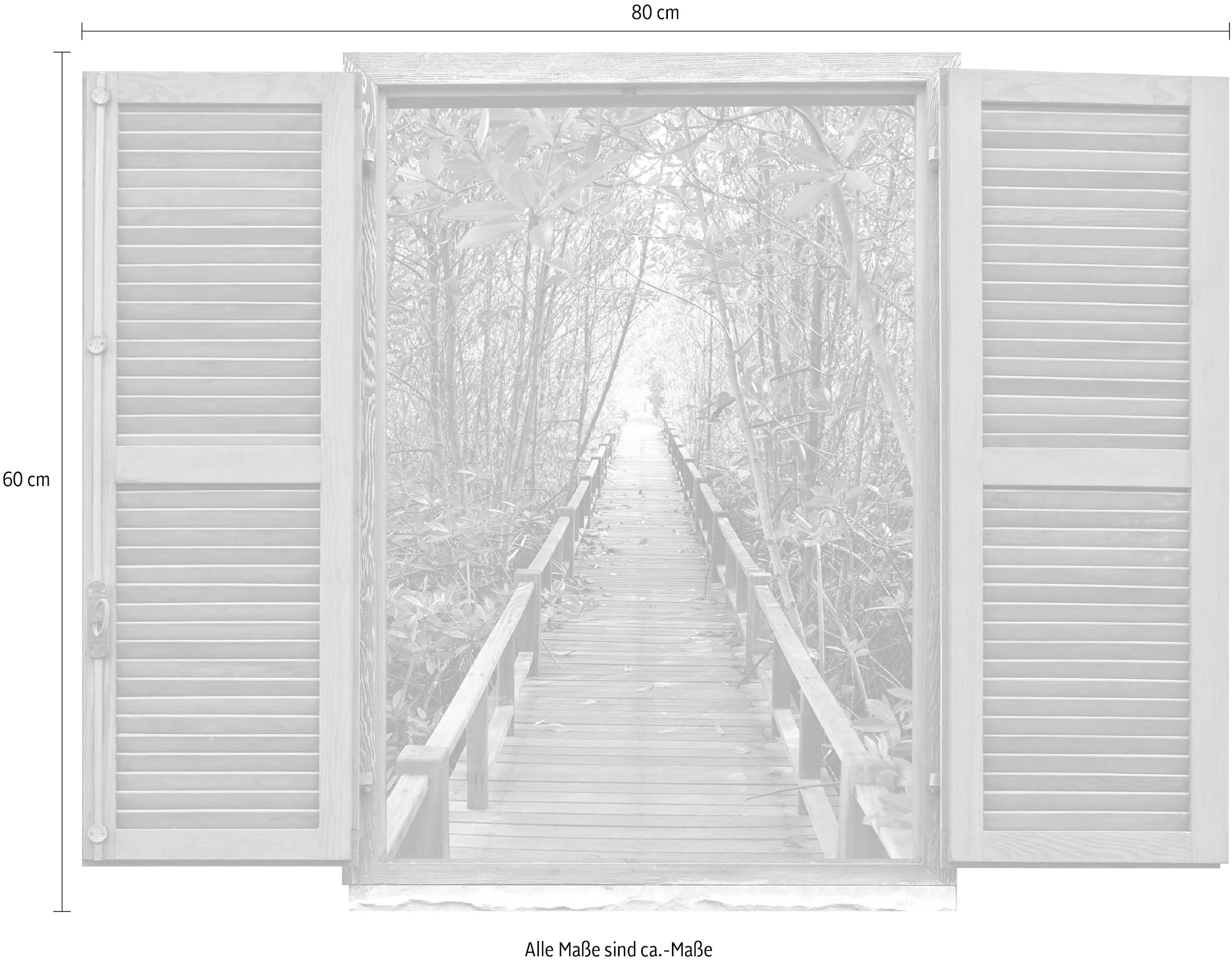 queence Wandtattoo »Brücke im Wald« Wandsticker, Wandbild, selbstklebend, 3D, Fenster