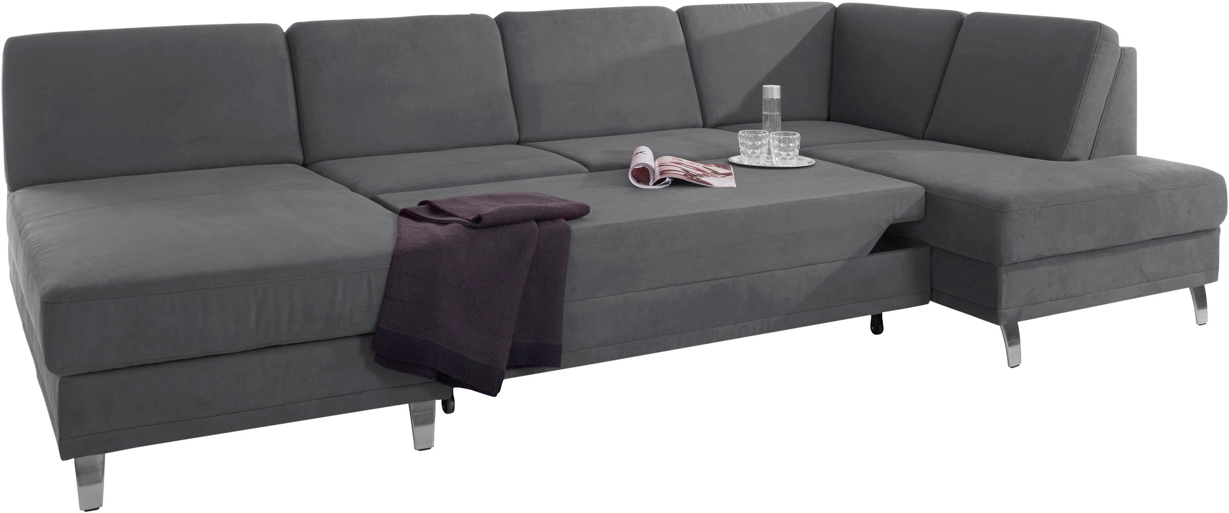 sit&more Wohnlandschaft »Clio U-Form«, wahlweise mit Bettfunktion und Bettkasten, inklusive Federkern