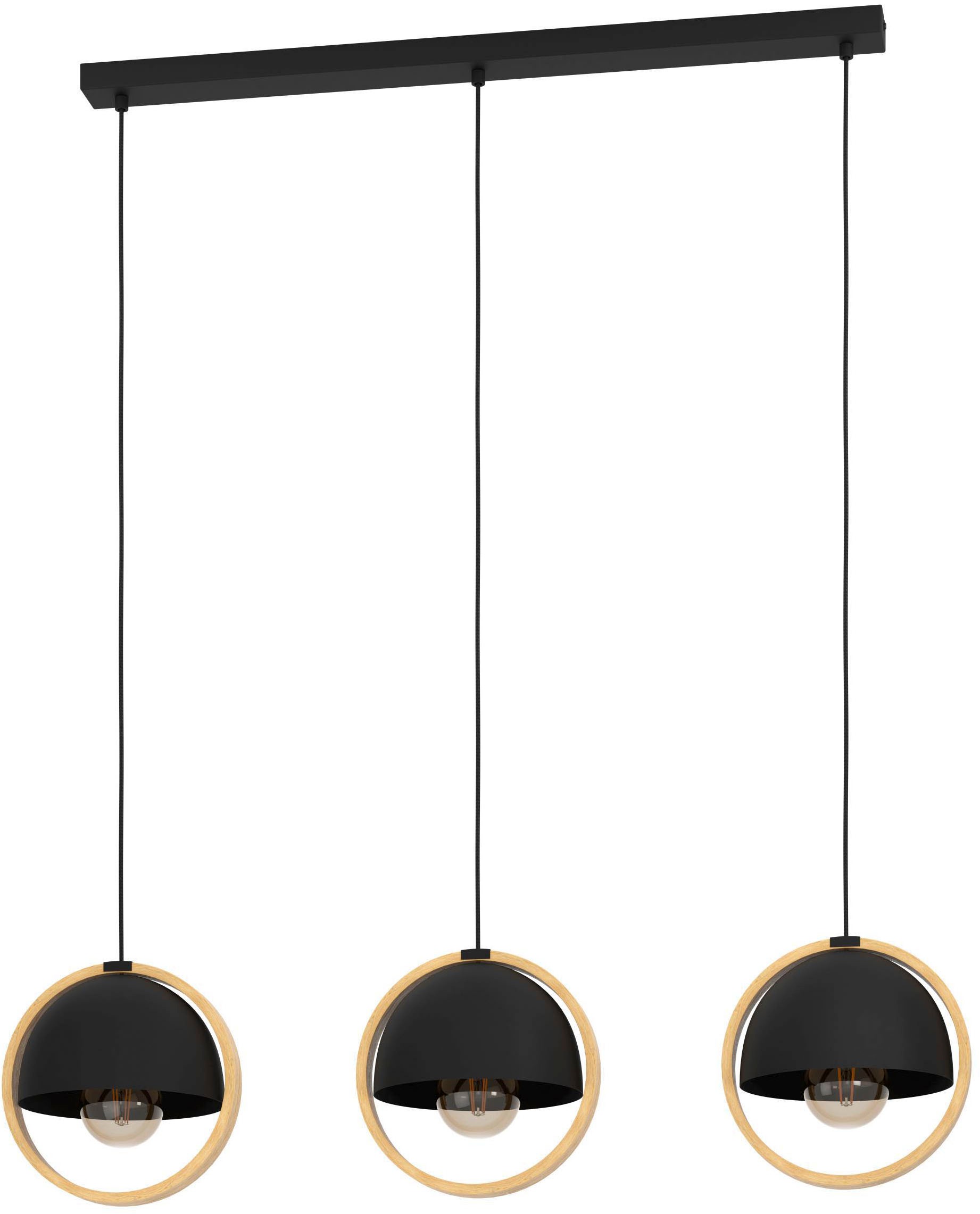 EGLO Hängeleuchte »Callow Hängelampe, Metall und Holz, Esszimmerlampe, E27, günstig online kaufen