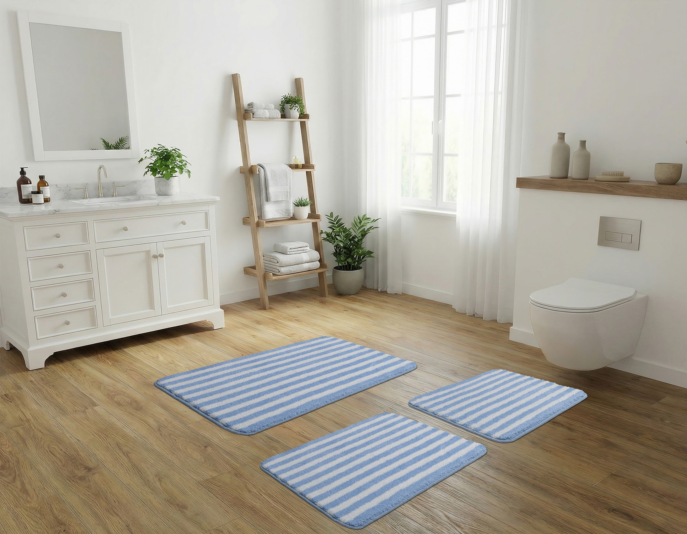 OTTO home Badematte »Streifen, Jannika, Badvorleger, Badezimmer Teppich« Höhe 12 mm rutschhemmend beschichtet fußbodenheizungsgeeignet | schnell trocknend Scandi, modern, gestreift, Badteppich, Badematten