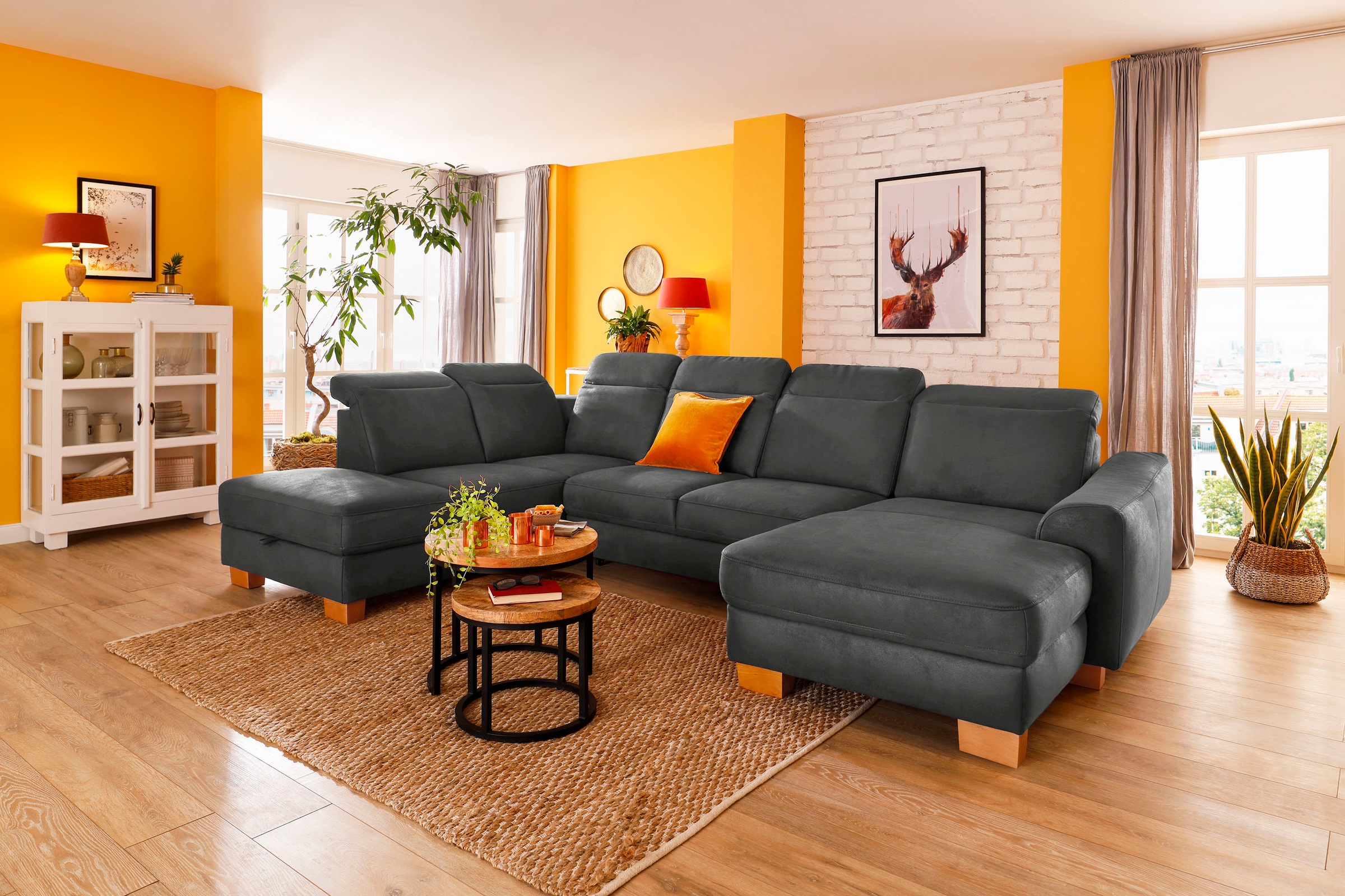 Home affaire Wohnlandschaft »Dundee U-Form« wahlweise mit Kopfteilverstellu günstig online kaufen