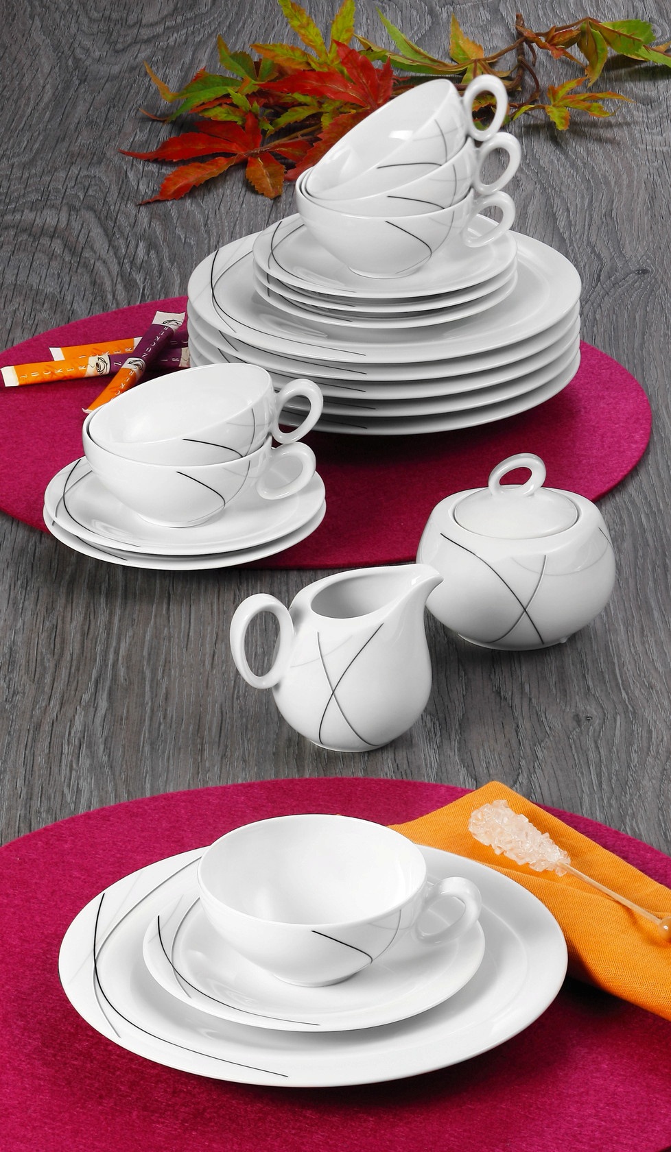 Seltmann Weiden Teeservice »Geschirr-Set Trio Highline«, (Set, 18 tlg.), Tassen, Teller, Untertassen, Made in Germany, 18 Teile, für 6 Personen