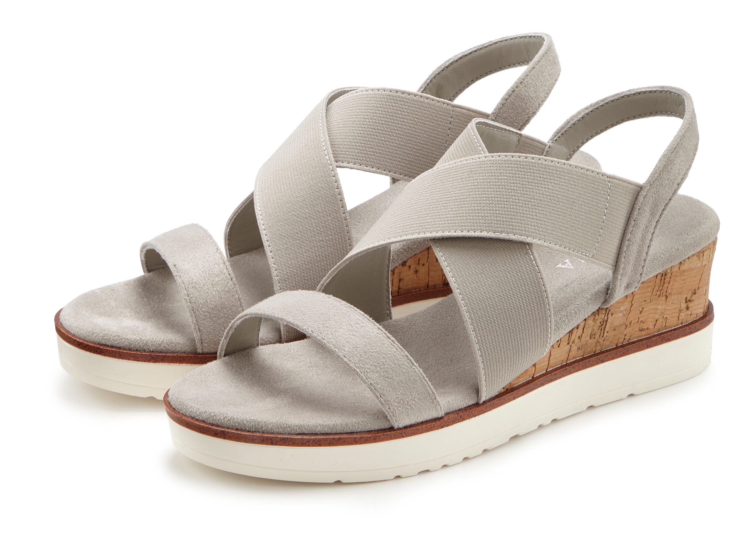 LASCANA Sandalette »Sommerschuh«, Sandale, Sommerschuh mit Keilabsatz und elastischen Riemen VEGAN