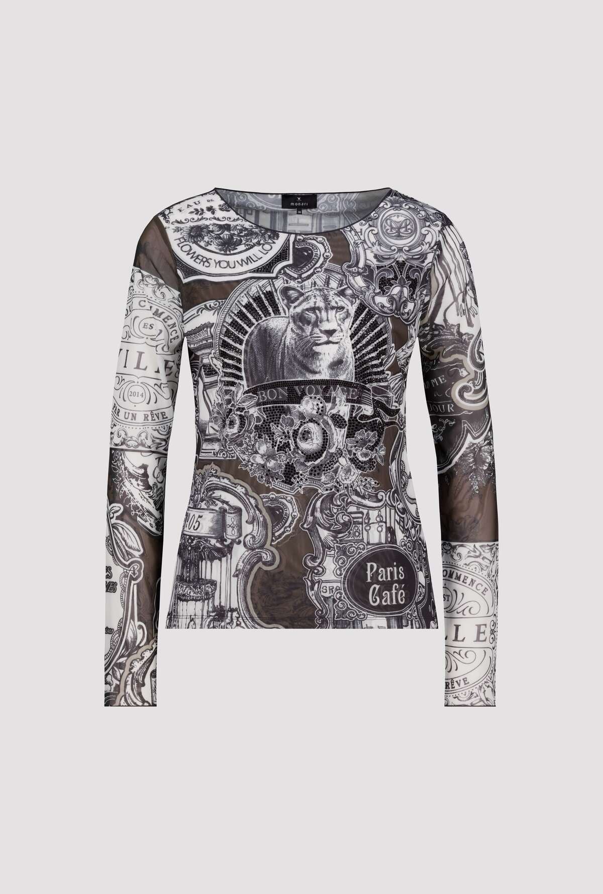 Monari Langarmshirt »Shirt Emblem allover« Regular fit mit Rundhalsausschnitt