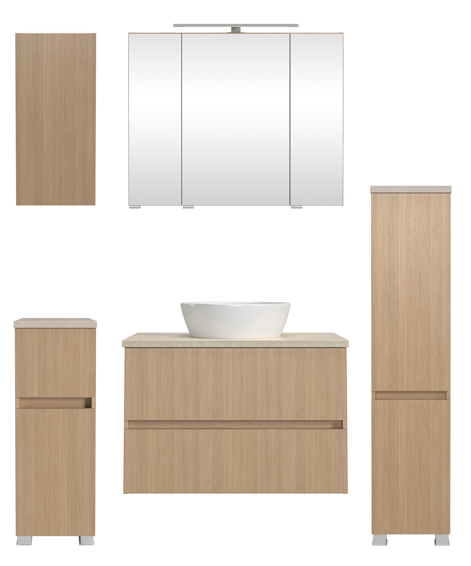 welltime Badmöbel-Set »EIXO, 5tlg.-Set: Spiegelschrank, Waschtisch und Beim günstig online kaufen