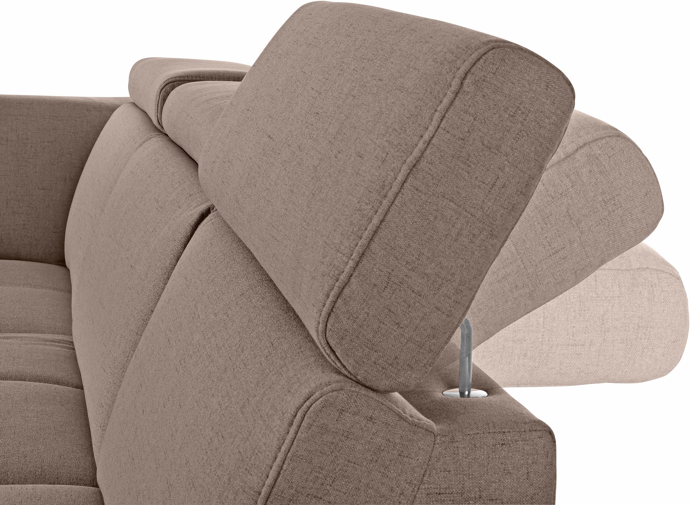DOMO collection Ecksofa »Ava, moderne Sitzheftung mit toller Doppelnaht, komfortabel, L-Form«, mit Ottomane, inkl. Federkern, wahlweise mit Kopfteilverstellungen
