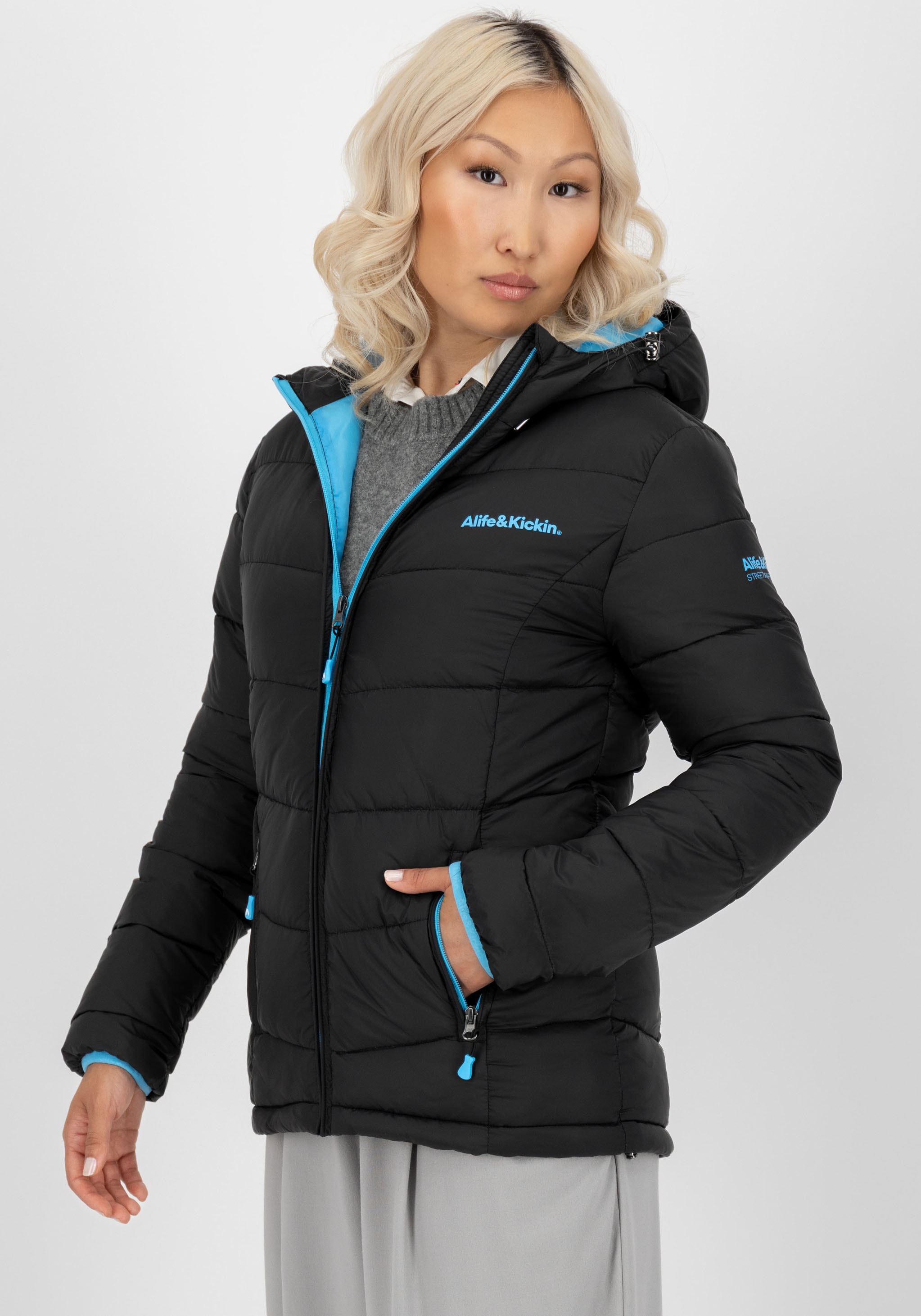 Alife & Kickin Steppjacke »AndriaAK« mit Kapuze leichte, taillierte Übergangsjacke mit breiter Steppung und Kapuze