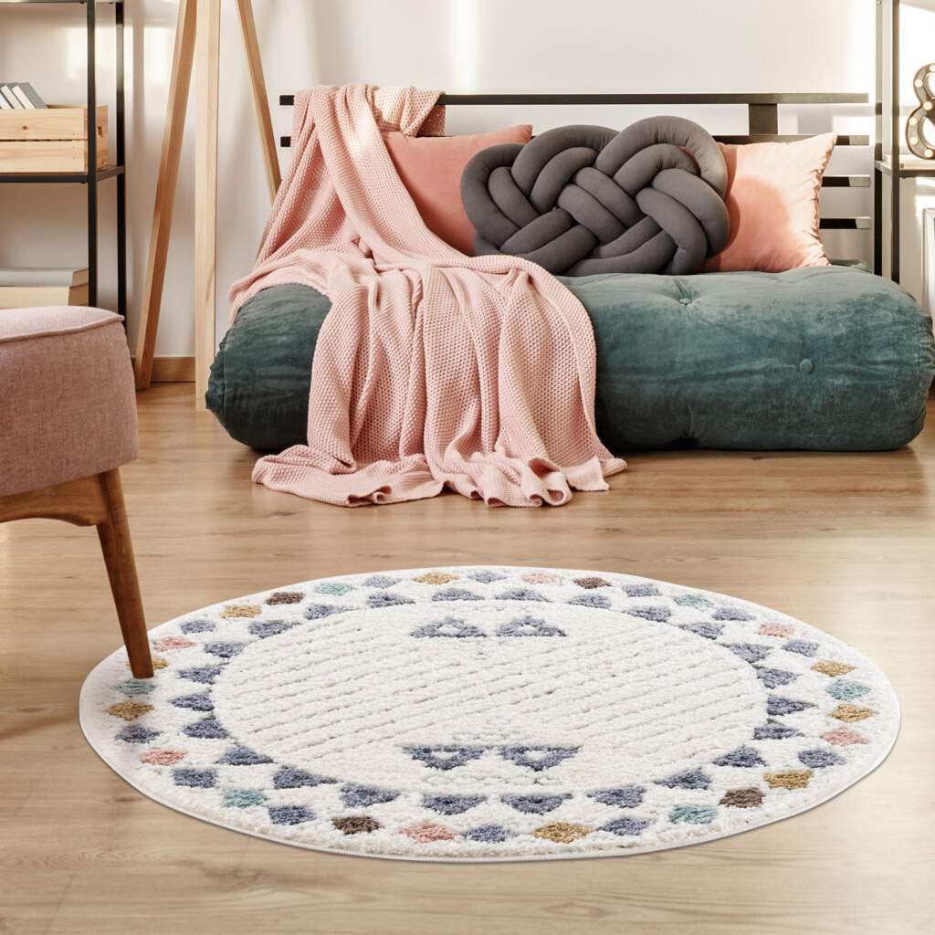 Carpet City Hochflor-Teppich »Focus 3034«, rund, 20 mm Höhe, Boho-Teppich m günstig online kaufen