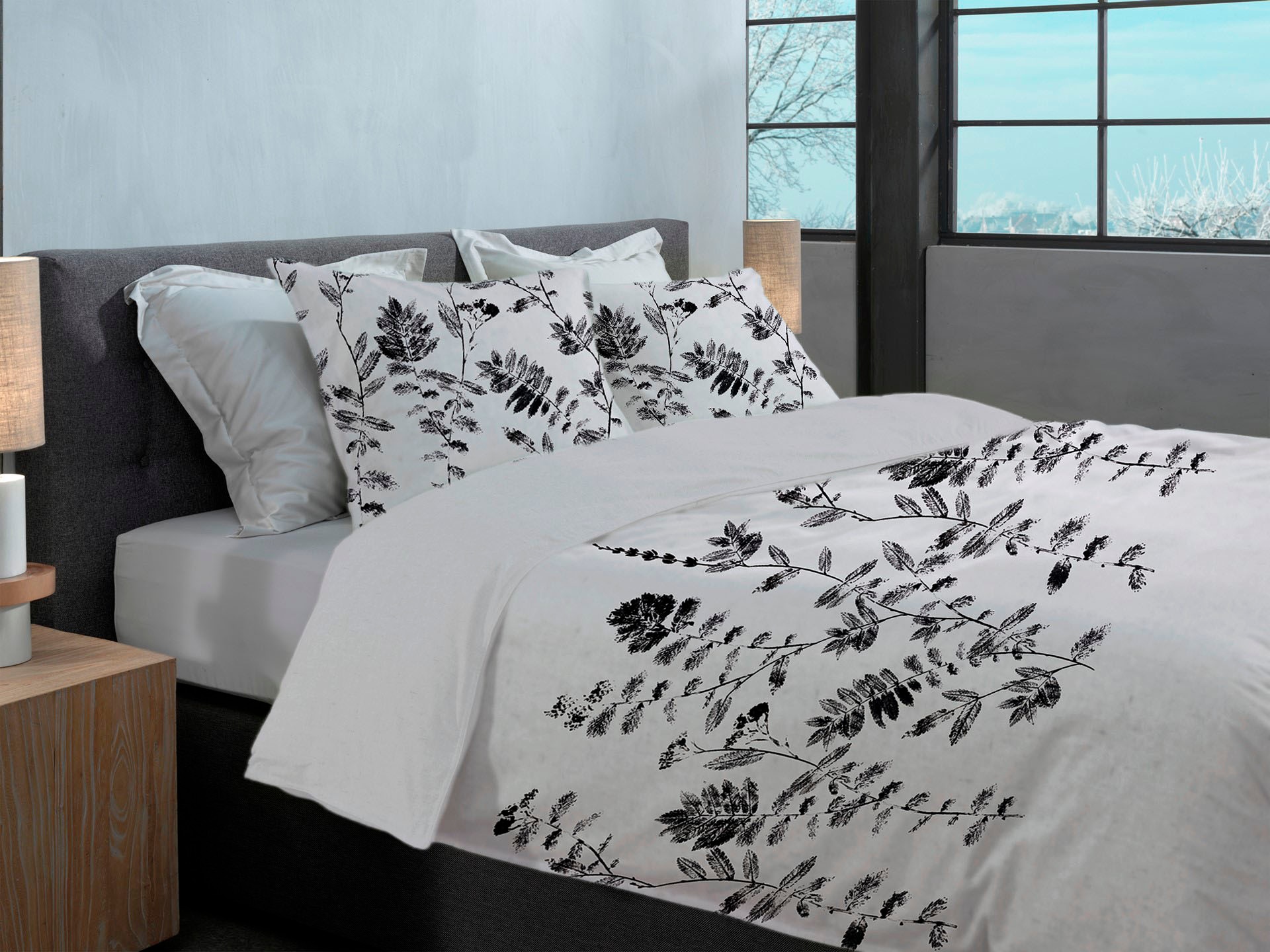 Heckett & Lane Bettwäsche »Rocco« 2 Stk. tlg. Blätter Design, 100% Baumwolle ab 135x200 cm.