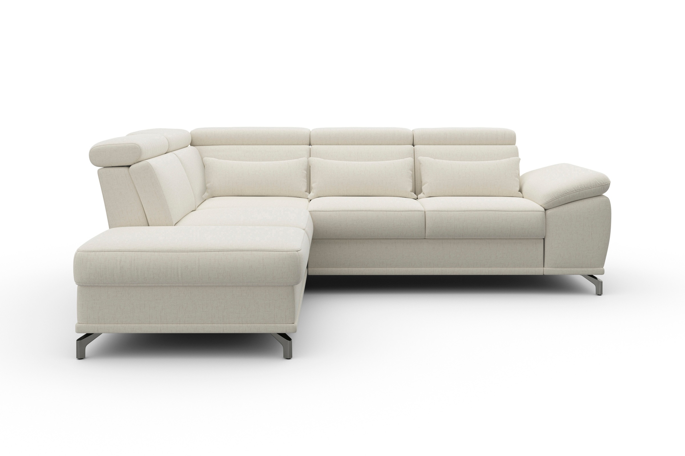 sit&more Ecksofa »Cabrio L-Form, mit Sitztiefenverstellung, Arm- und Kopfteilverstellung«, 3 Nierenkissen, Federkern, optional Bettfunktion und Stauraum