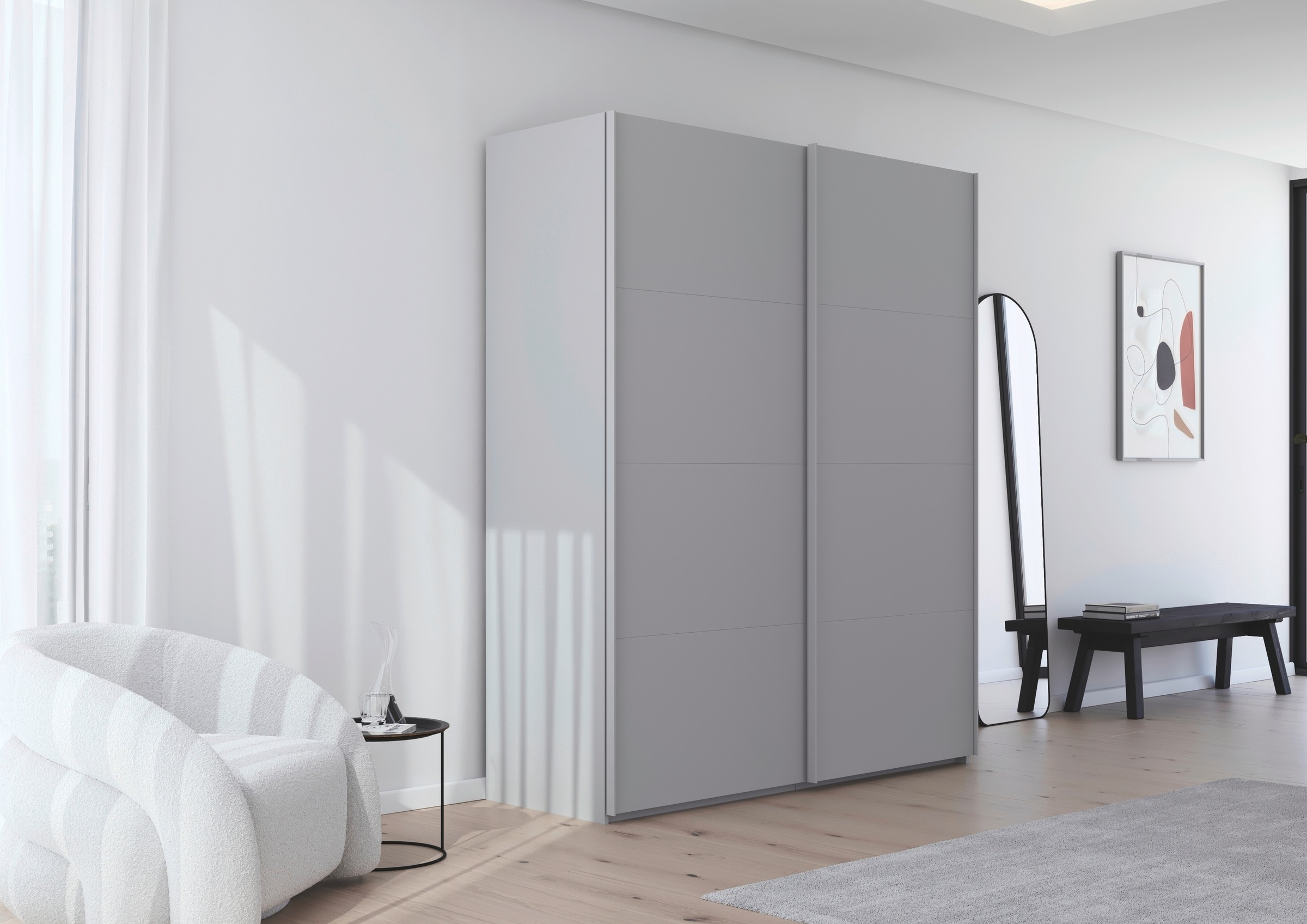 rauch Schwebetürenschrank »Kleiderschrank Schrank Garderobe Schlafzimmerschrank SCALE-FYRA«, edle viergeteilte Türen viele Farben und Griff-Farben MADE IN GERMANY