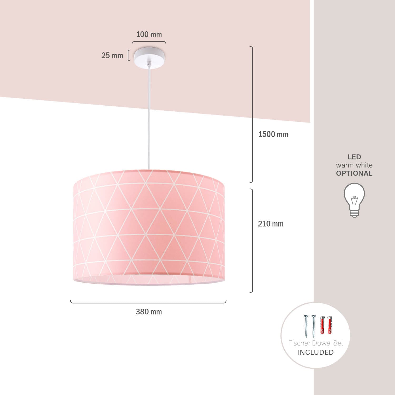 Paco Home Pendelleuchte »Stella 401«, 1 flammig, Leuchtmittel E27 | ohne Leuchtmittel, Deckenlampe Wohnzimmer Schlafzimmer Hängelampe Skandi Rauten E27