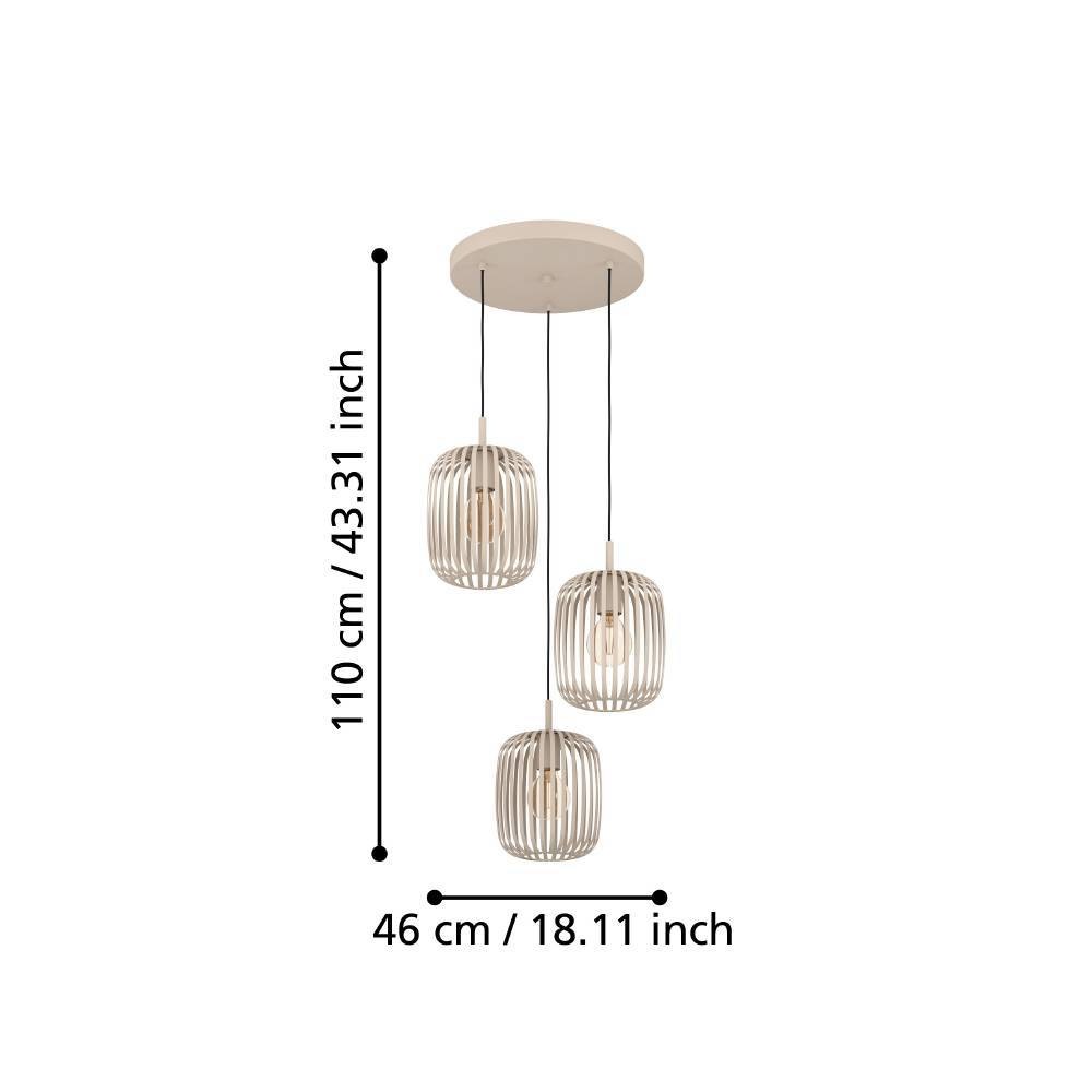 EGLO Hängeleuchte »ROMAZZINA Pendelleuchte, Esstischleuchte, sandfarben, Metall, E27«, 3 flammig, Leuchtmittel E27 | ohne Leuchtmittel, Hängelampe, Wohnzimmer, modern, ballonförmiger Lampenschirm, 110x46cm
