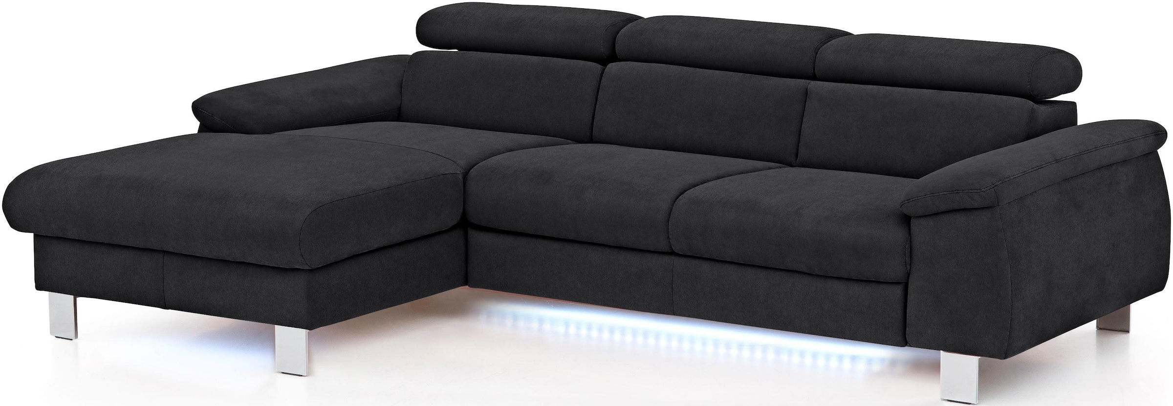 COTTA Ecksofa Komaris, Ecksofa, wahlweise mit RGB-LED-Beleuchtung und Bettfunktion/Bettkasten