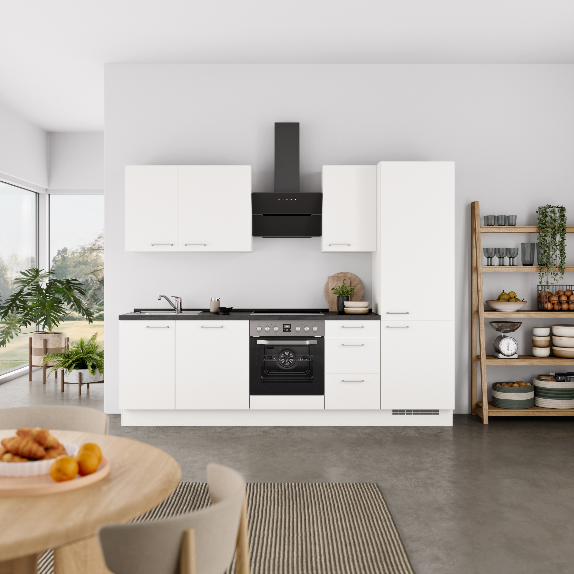 nobilia® Küchenzeile »"Laser II", Ausrichtung wählbar, Breite 270 cm«, vormontiert, wahlw. mit unterschiedlichen E-Geräten-Sets