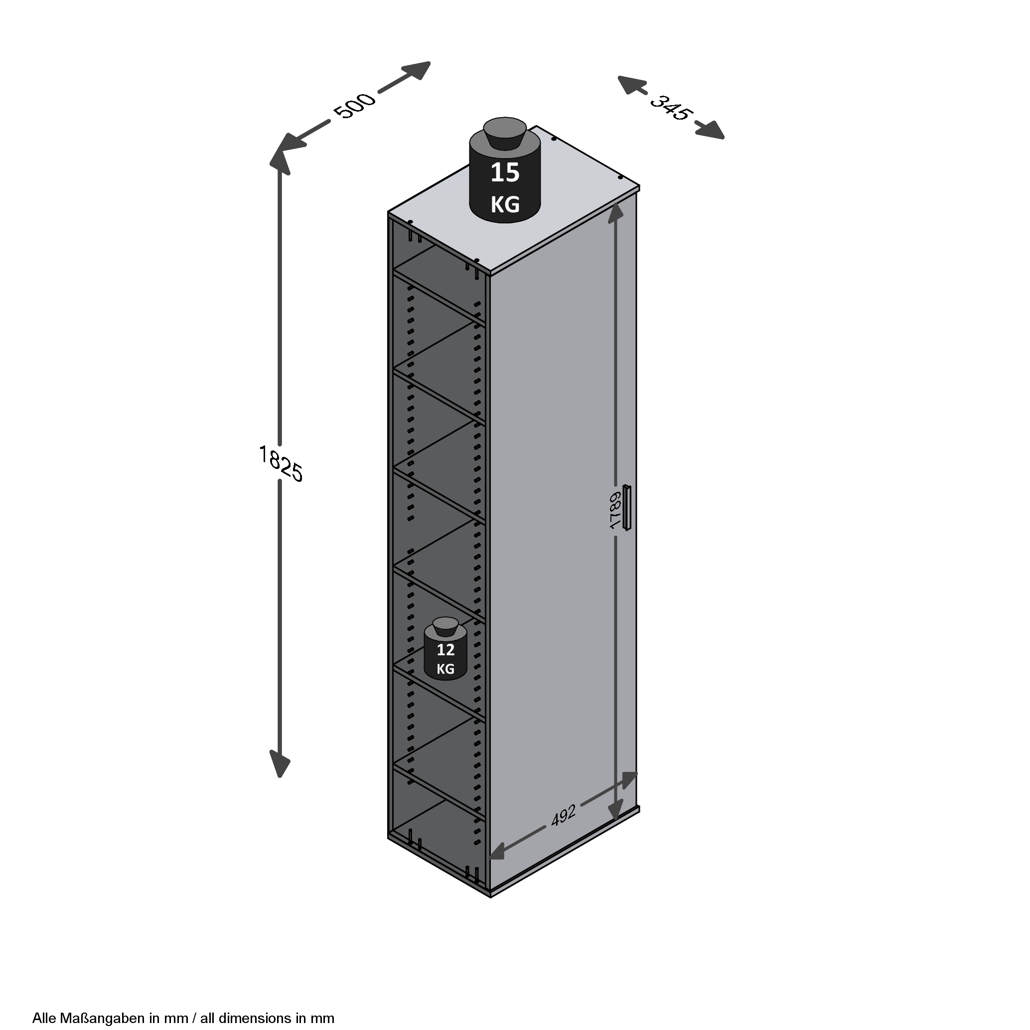 FMD Mehrzweckschrank »Inca 1«, Garderobenschrank, Aktenschrank, Breite 50 cm, Höhe 184 cm