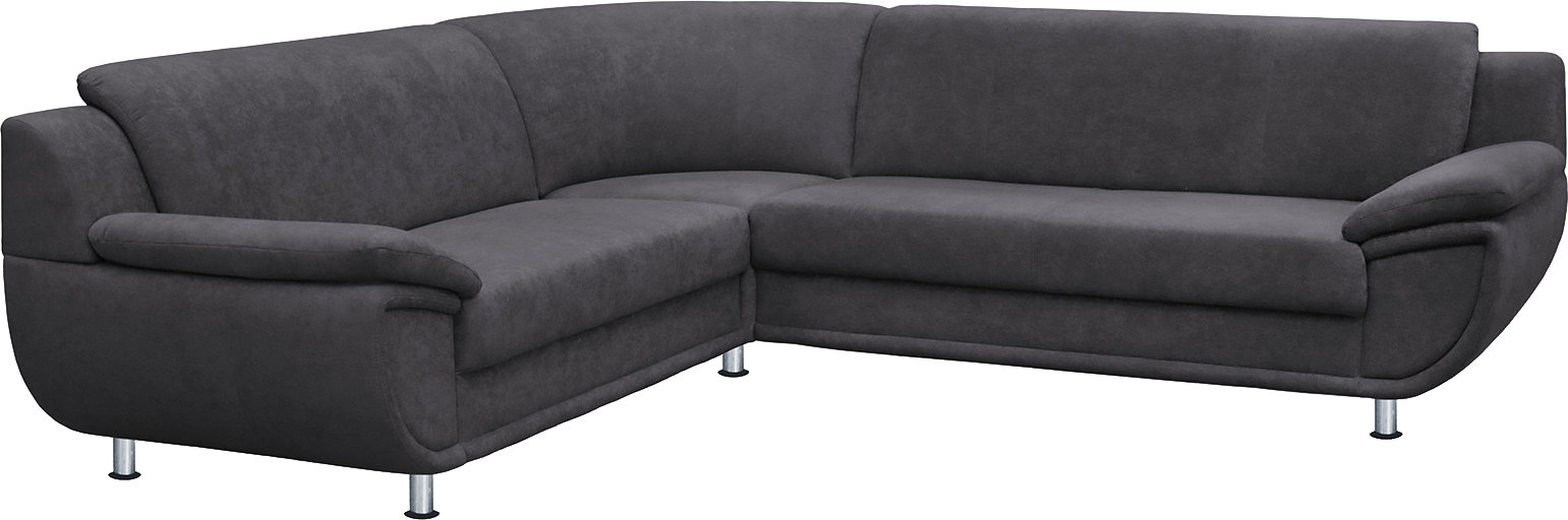 TRENDMANUFAKTUR Ecksofa »Rondo wahlweise mit Schlaffunktion, bequeme Armlehnen, Bestseller«, L-Form, wahlweise mit Federkern bestellbar, Füße chromfarben