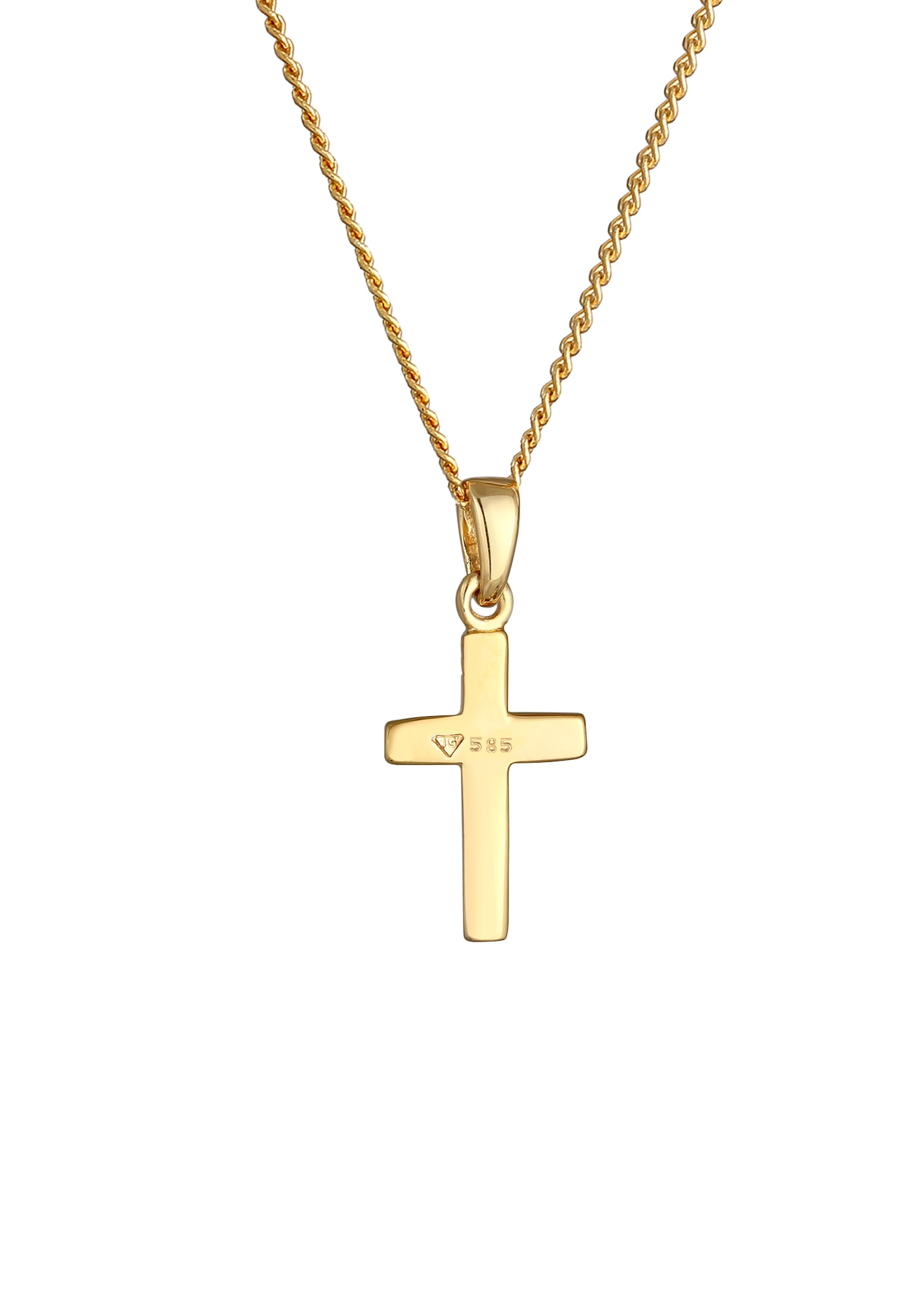 Elli Premium Kette mit Anhänger »Kreuz Anhänger 585 Gelbgold«