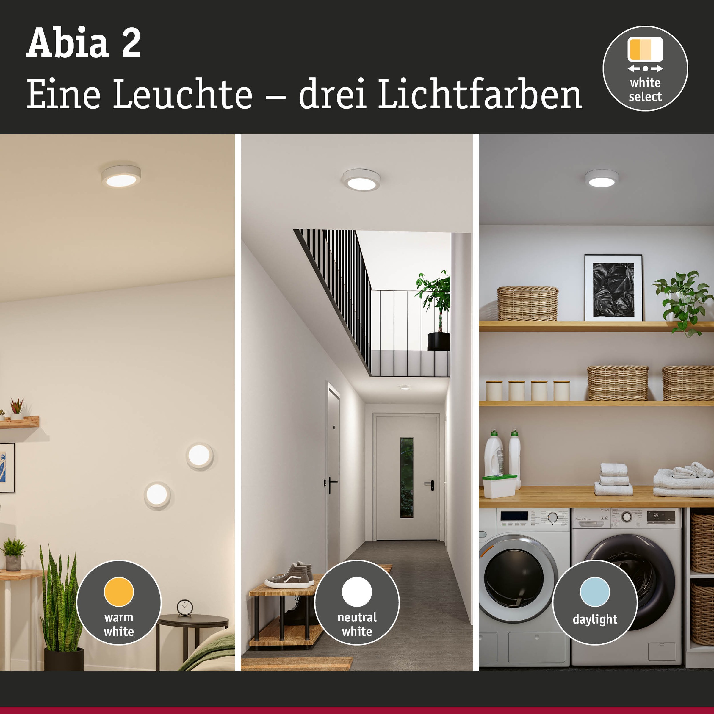 Paulmann LED Panel »Abia 2 WhiteSelect Sensor« LED-Modul 1 Stk. Farbwechsler Dämmerungsgesteuerter Bewegungsmelder (HF)
