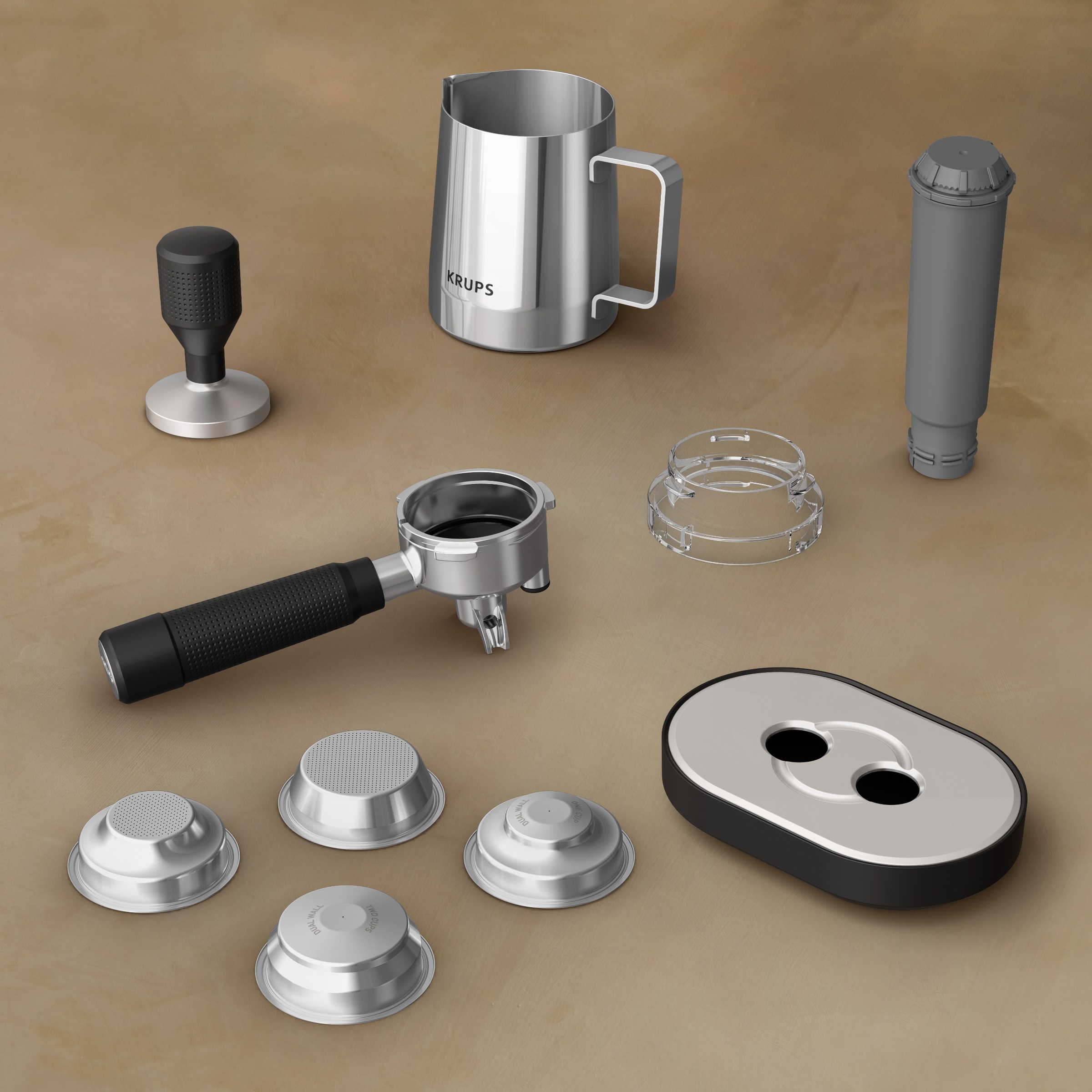 Krups Siebträgermaschine »XP801T Precision«, mit Mahlwerk, intuitive Bedienfläche, Pre-Infusion-Einstellungen